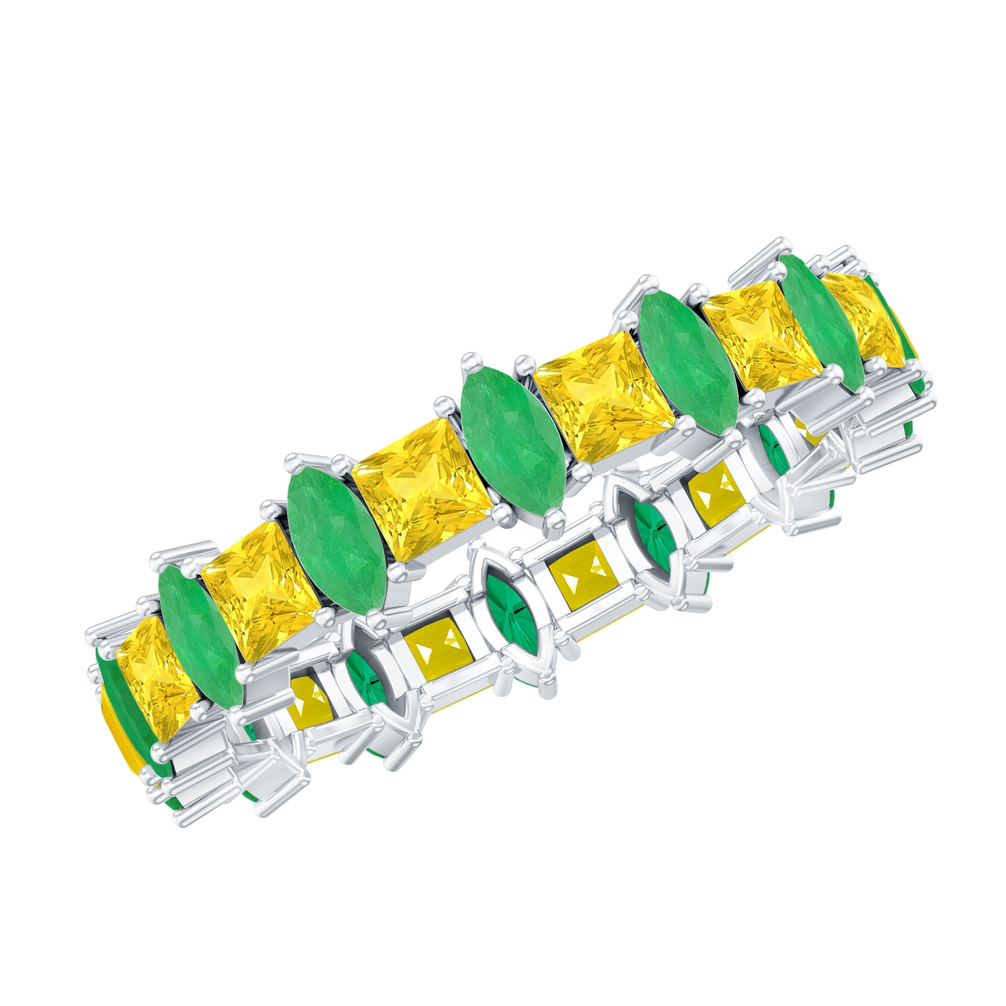 Designer Yellow Sapphire and Emerald Eternity Wedding Band