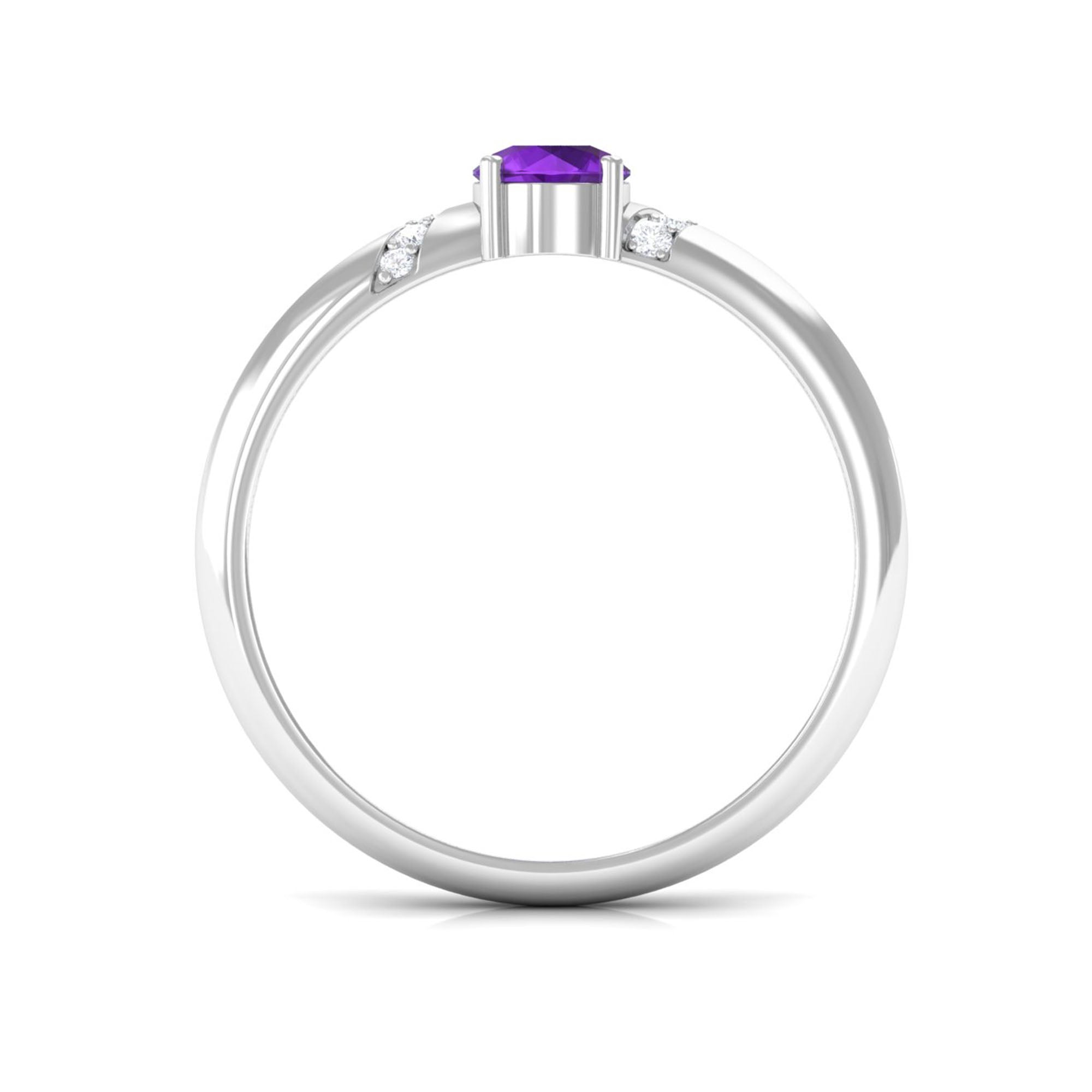 Rosec Jewels-Natural Amethyst Promise Ring with Diamond for Women