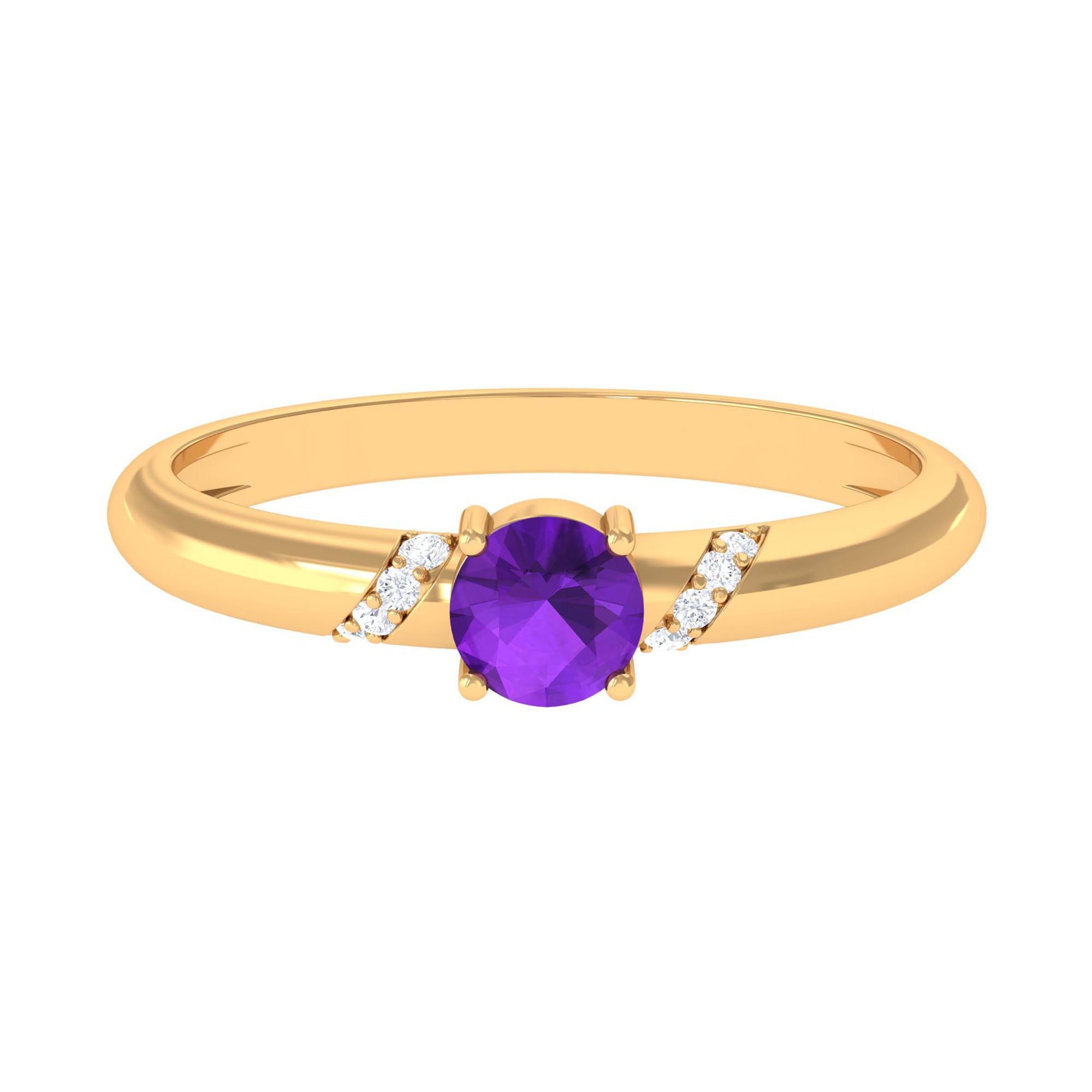 Rosec Jewels-Natural Amethyst Promise Ring with Diamond for Women