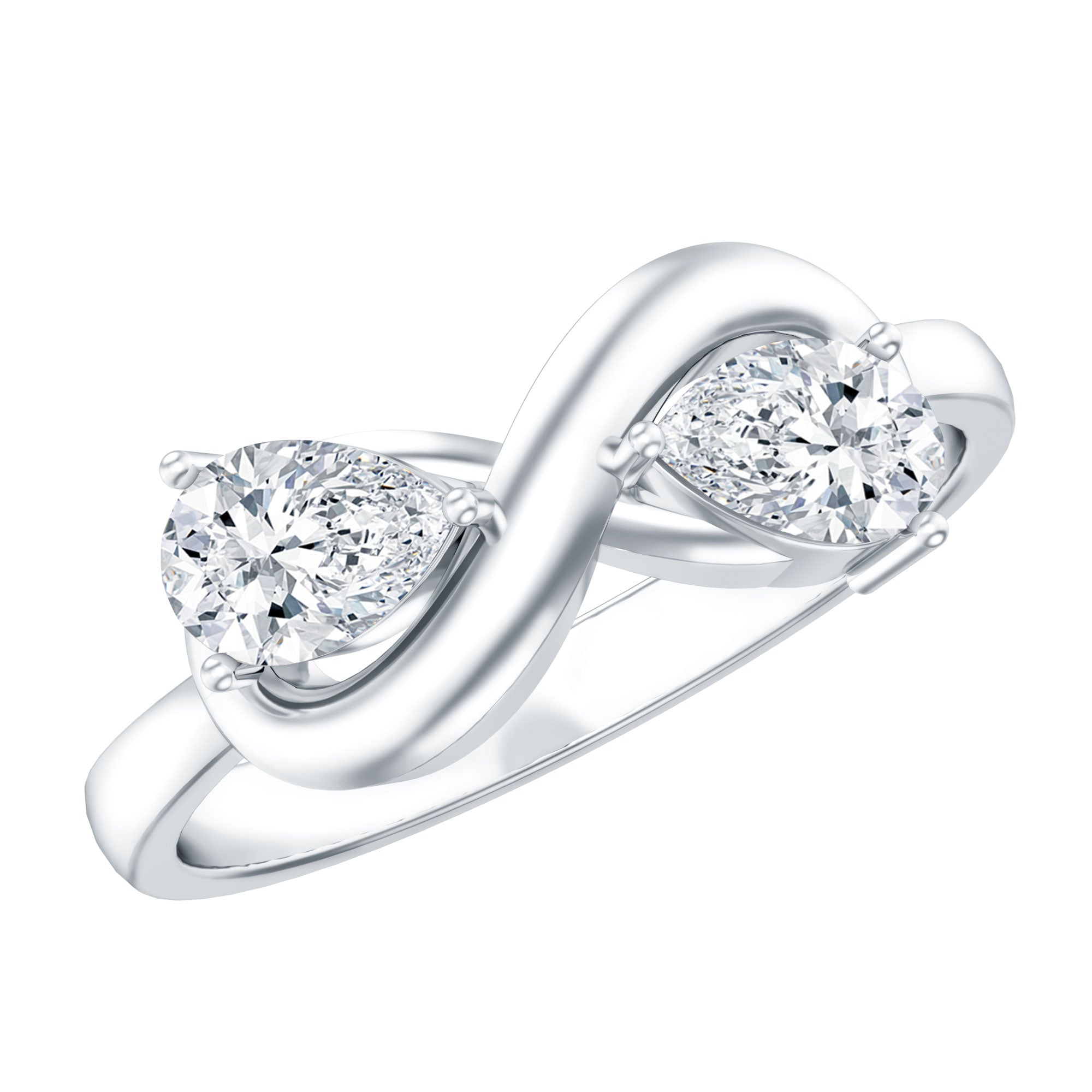 Lab Grown Diamond Toi Et Moi Promise Ring with Infinity Knot Lab - ( EF-VS ) - Rosec Jewels