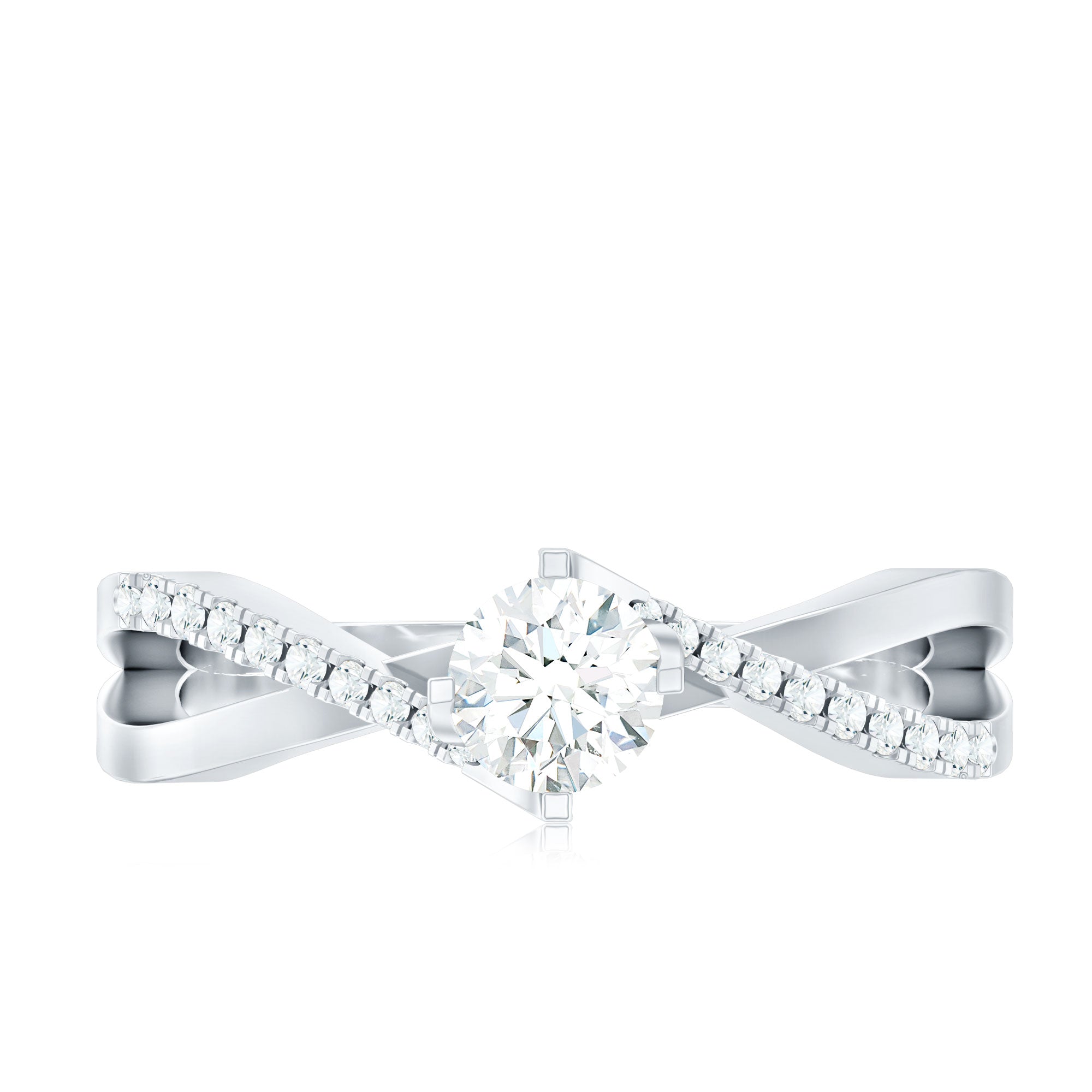 Rosec Jewels-Minimal Diamond Engagement Ring with Crossover Shank