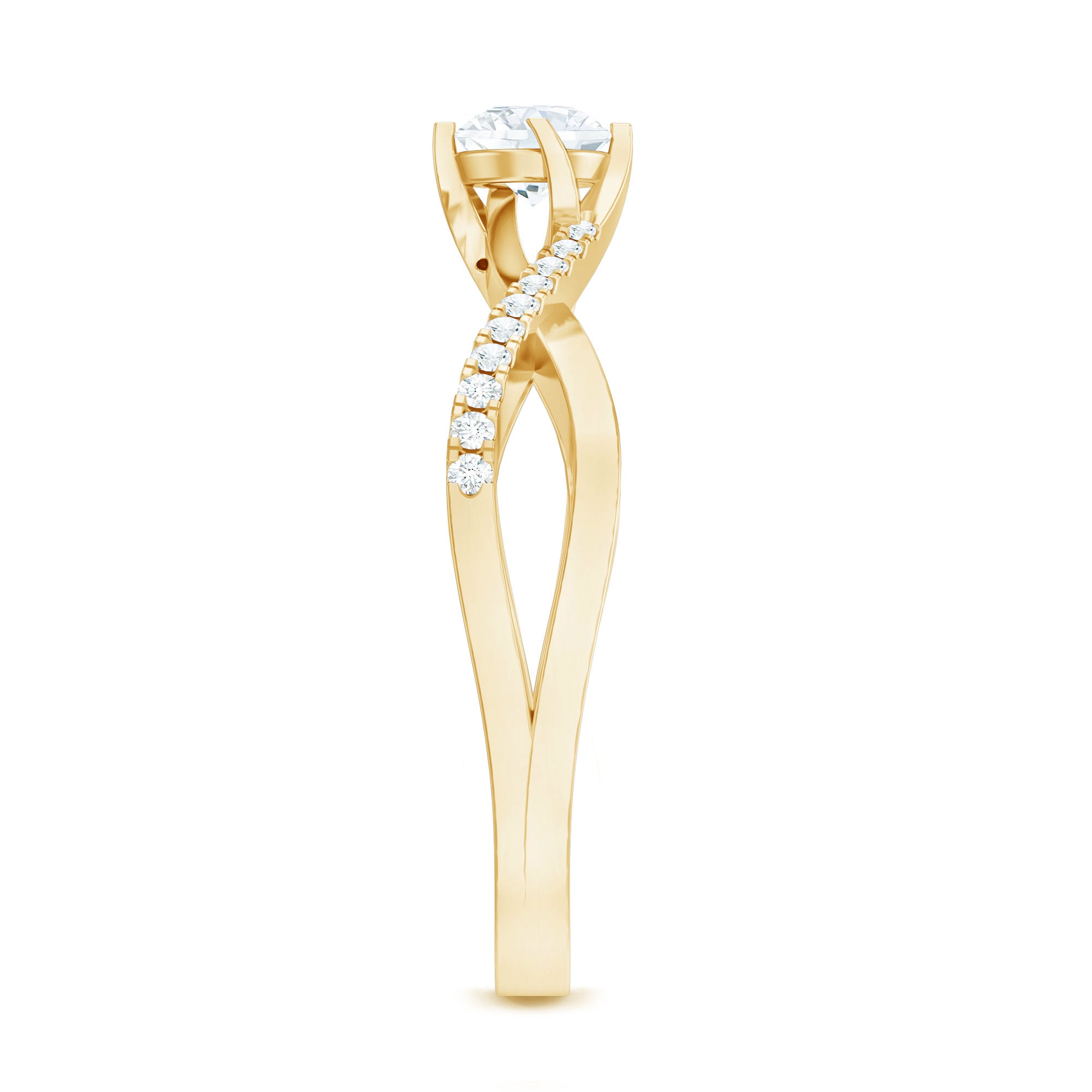 Rosec Jewels-Minimal Diamond Engagement Ring with Crossover Shank