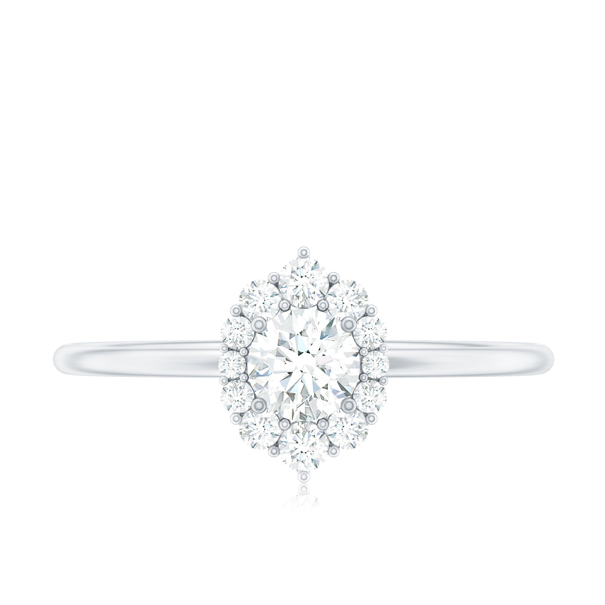 Rosec Jewels-Minimal Real Diamond Engagement Ring with Halo