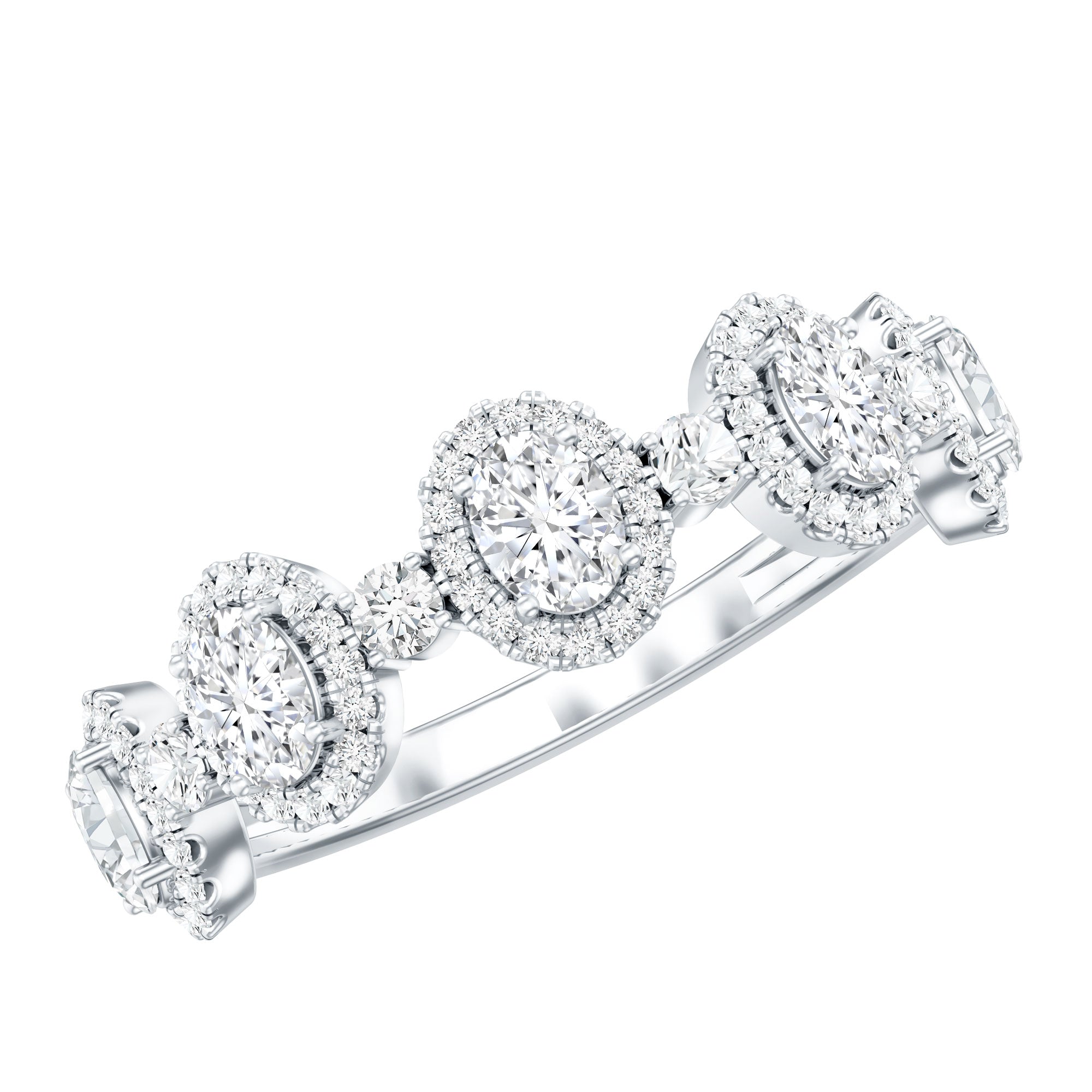 Designer Lab Grown Diamond Half Eternity Wedding Band Ring Lab - ( EF-VS ) - Rosec Jewels