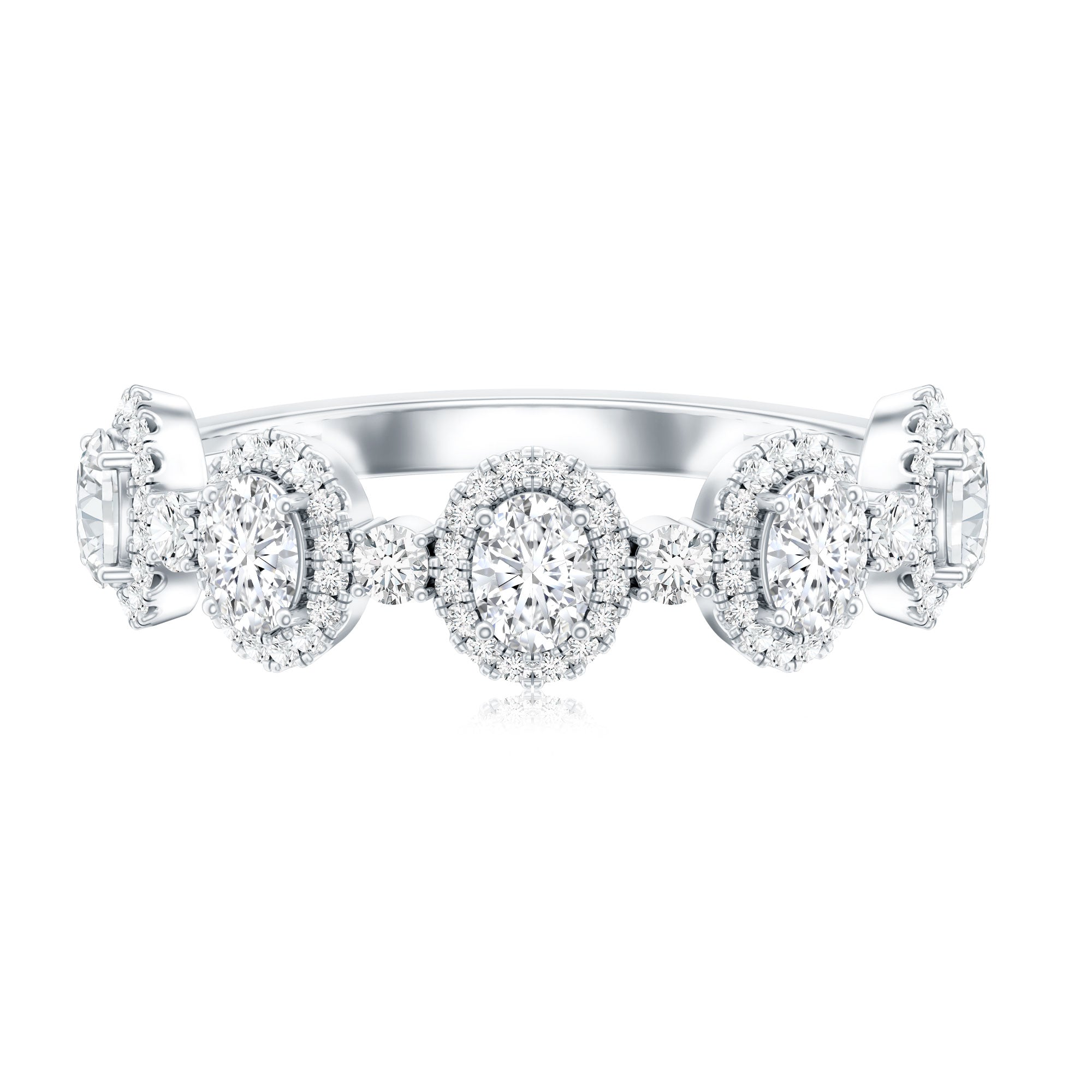 Designer Lab Grown Diamond Half Eternity Wedding Band Ring Lab - ( EF-VS ) - Rosec Jewels