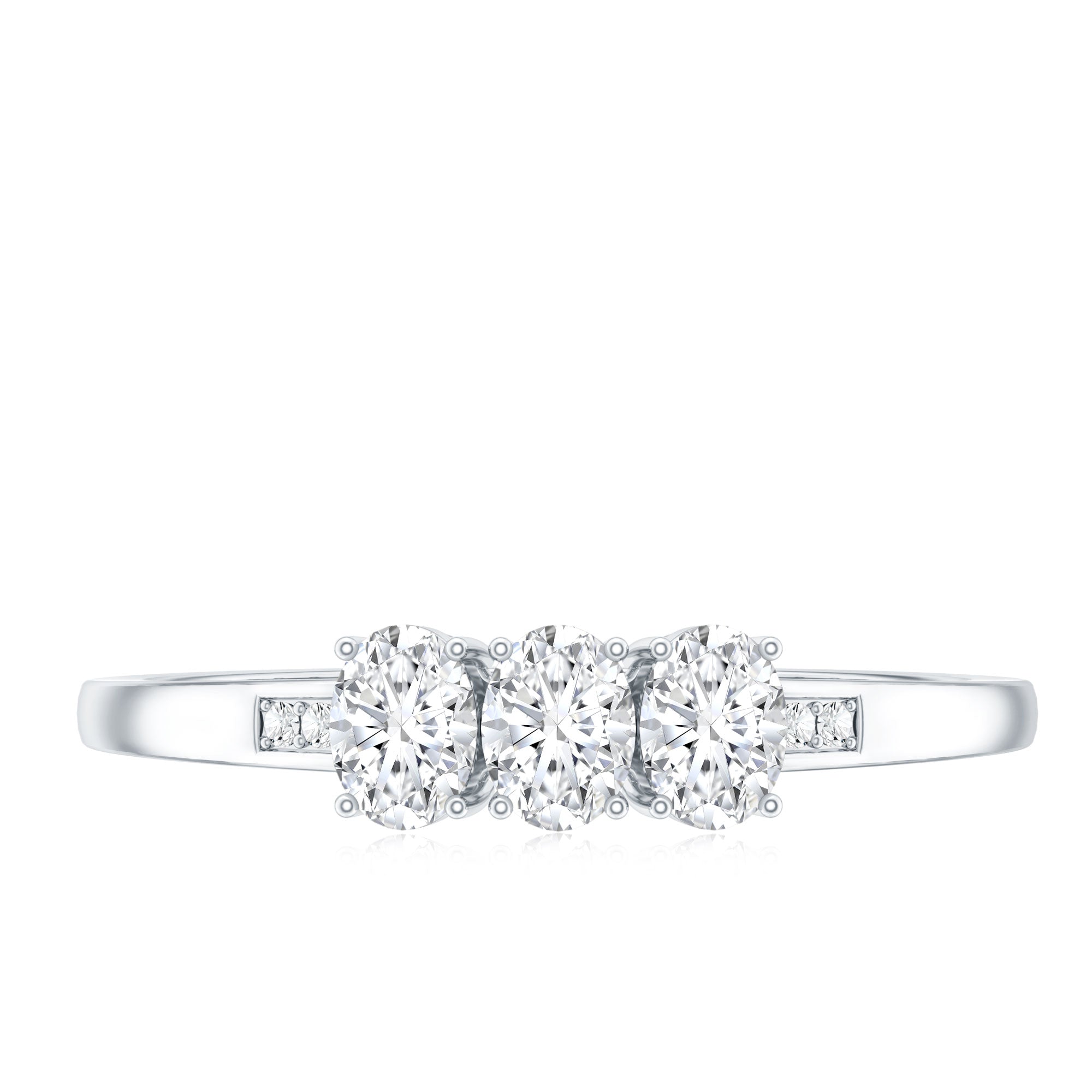 Lab Grown Oval Diamond 3 Stone Engagement Ring Lab - ( EF-VS ) - Rosec Jewels