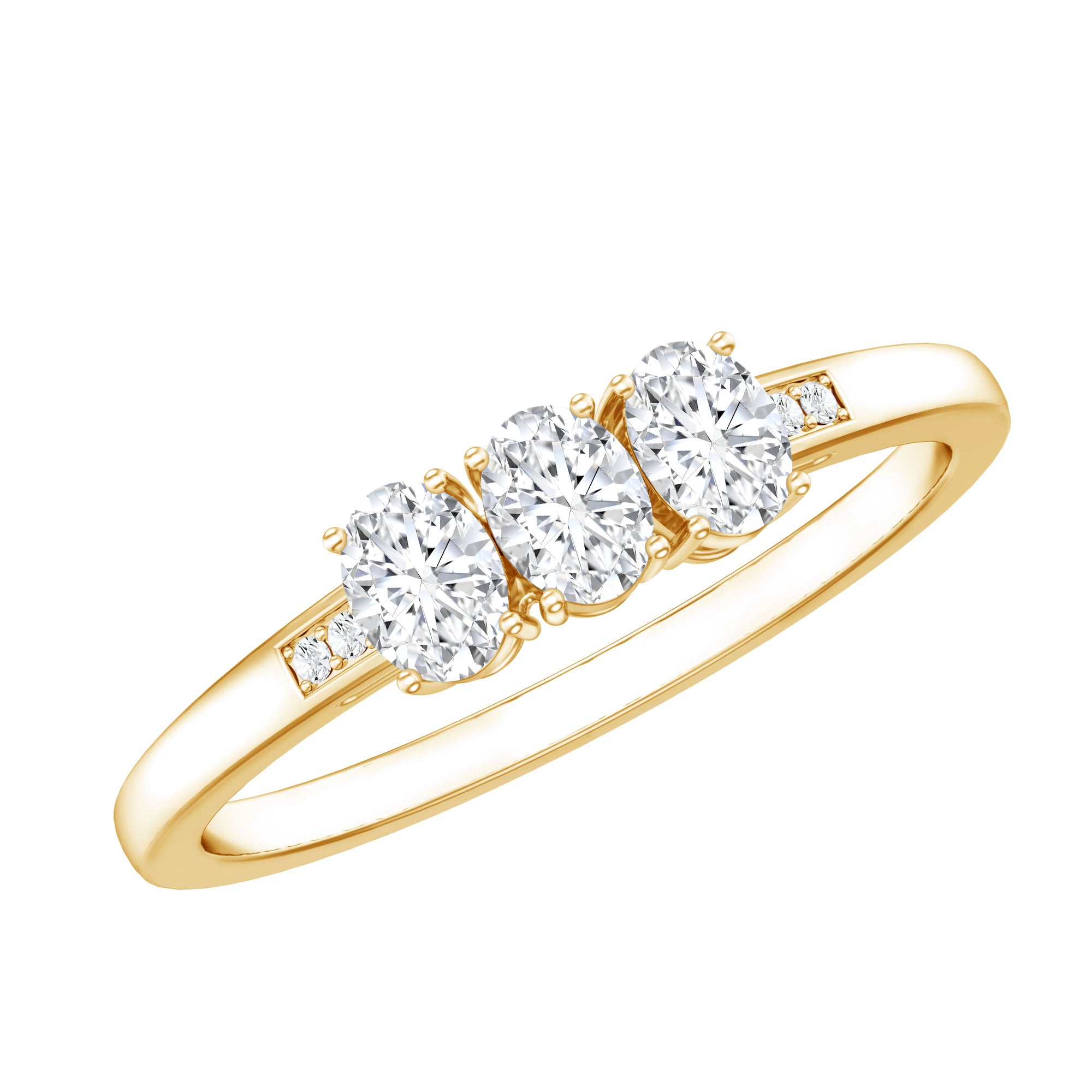 Lab Grown Oval Diamond 3 Stone Engagement Ring Lab - ( EF-VS ) - Rosec Jewels
