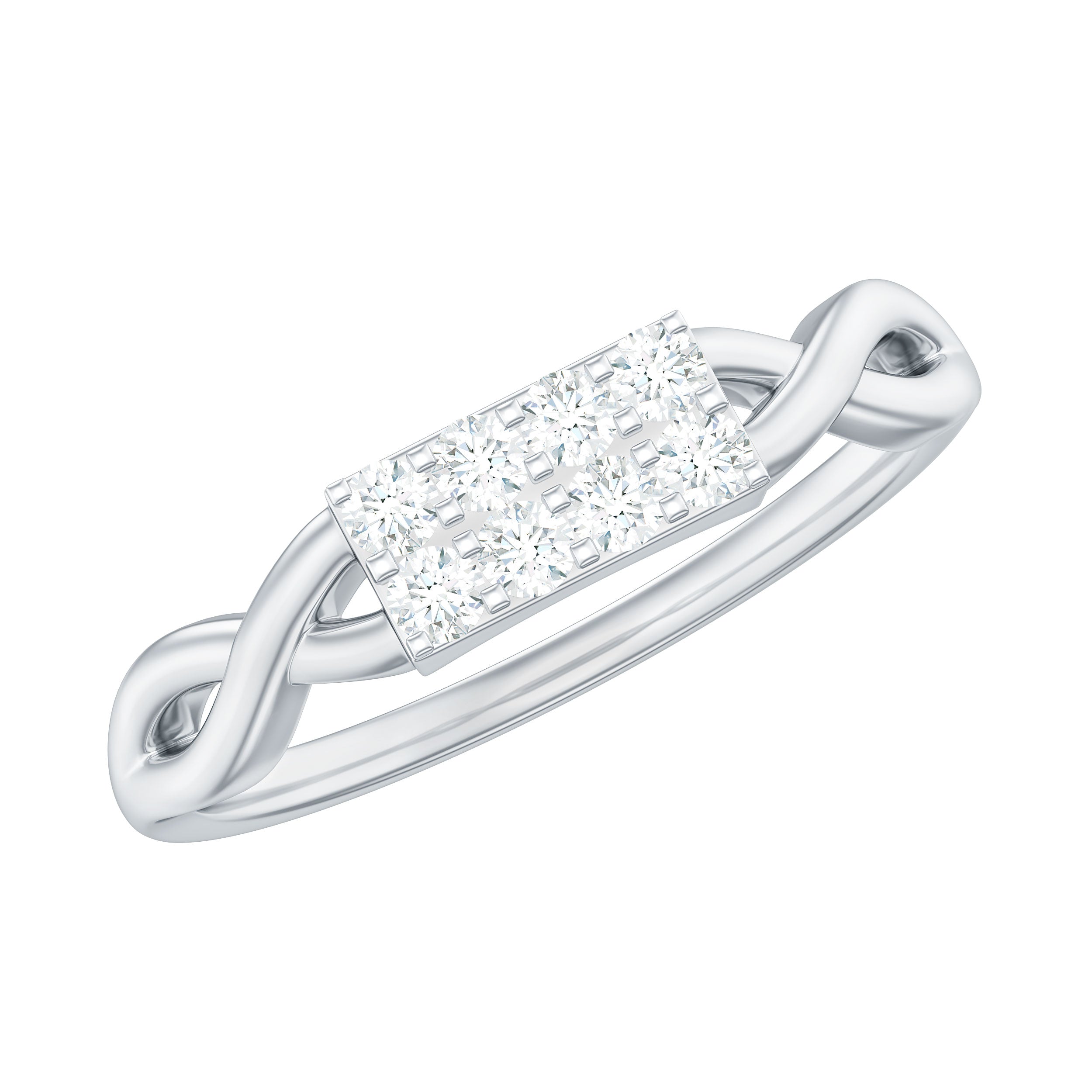 Contemporary Diamond Engagement Ring with Infinity Shank Natural - ( HI-SI ) - Rosec Jewels
