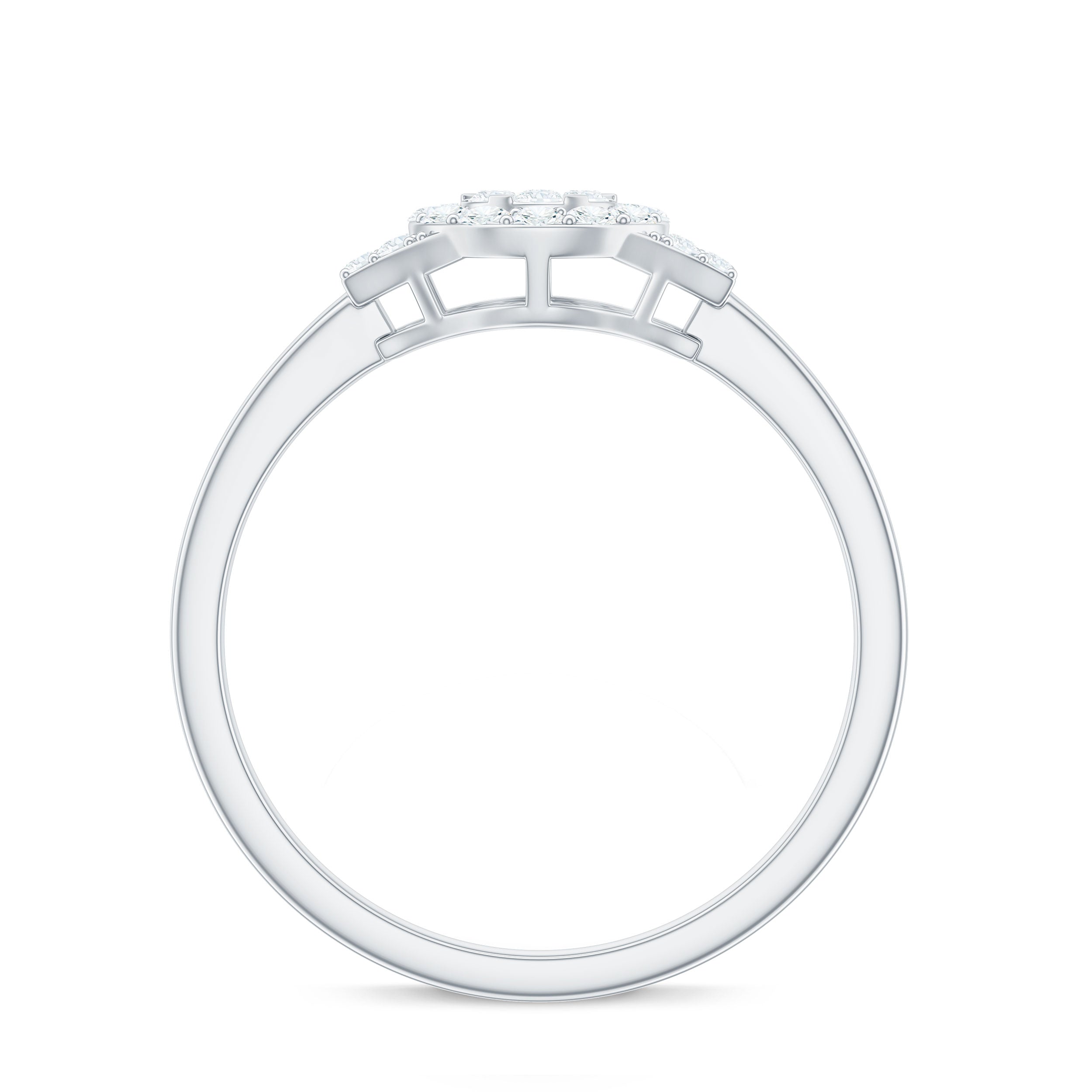 Real Diamond Engagement Ring with Halo Natural - ( HI-SI ) - Rosec Jewels