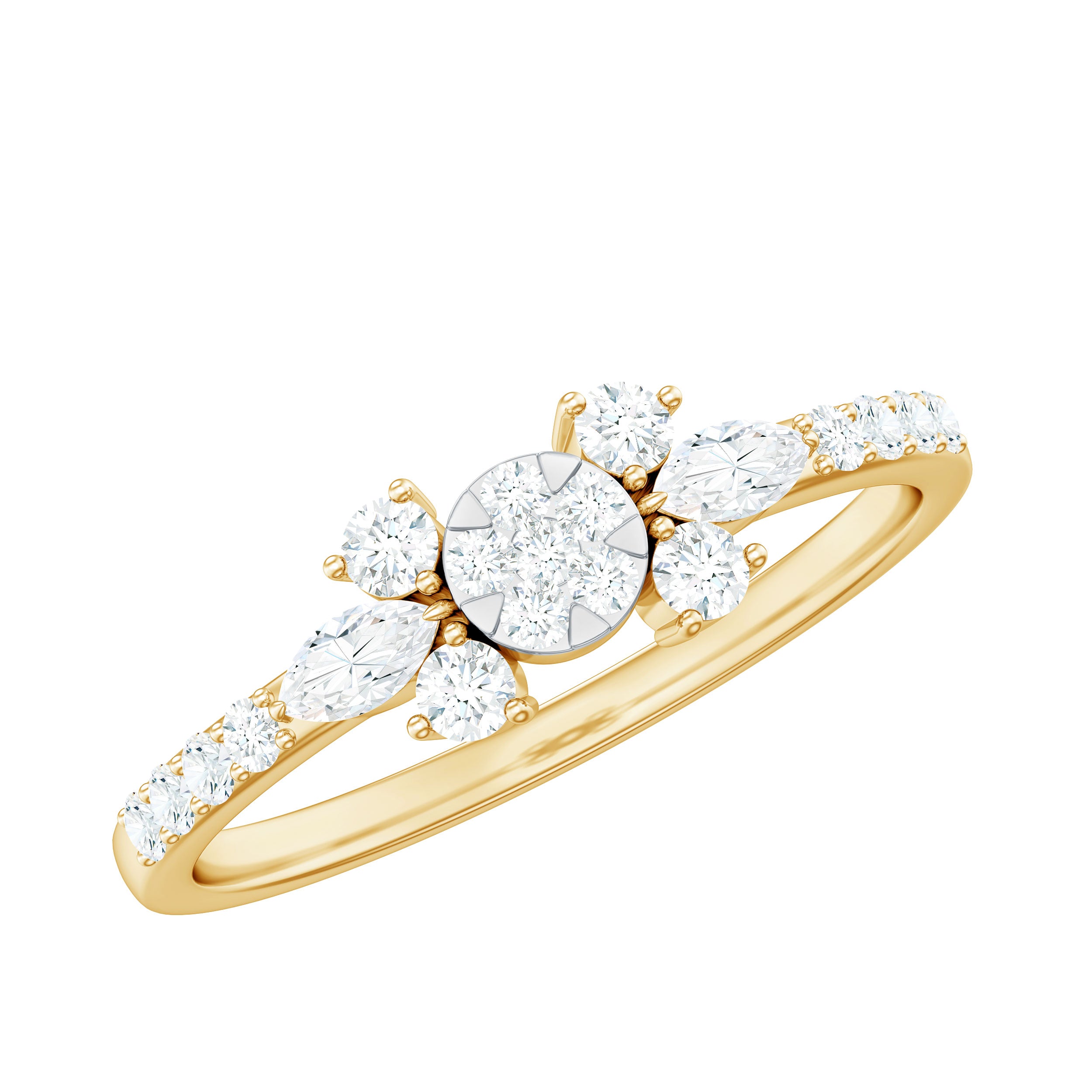Certified Real Diamond Promise Ring Natural - ( HI-SI ) - Rosec Jewels