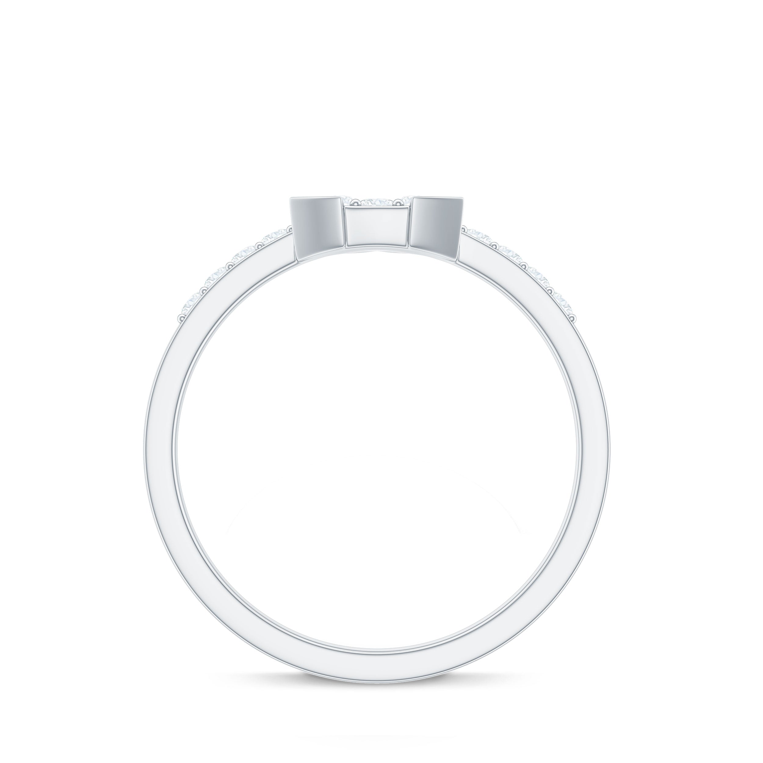 Minimal Diamond Triangular Engagement Ring Natural - ( HI-SI ) - Rosec Jewels