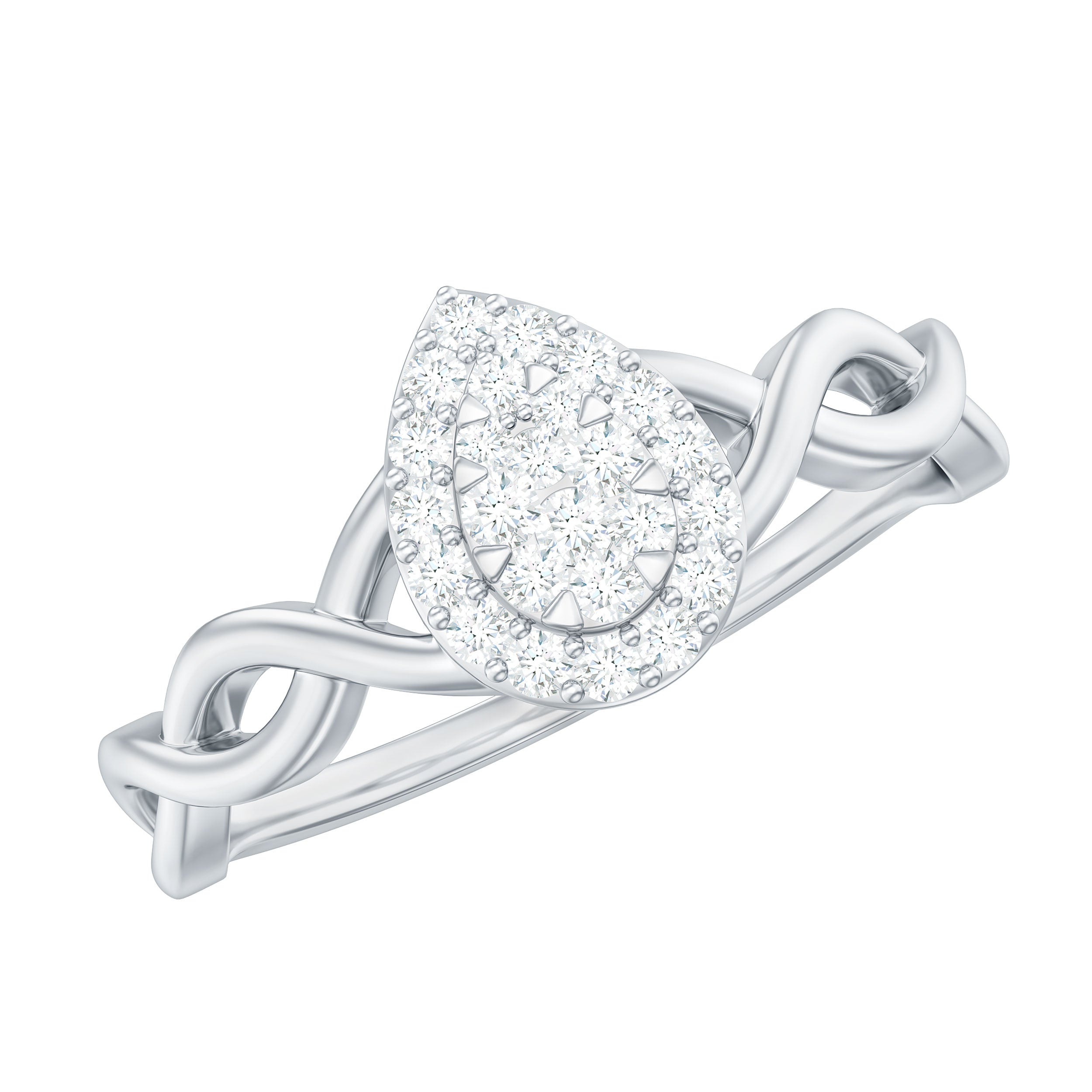 Rosec Jewels-Illusion Set Round Diamond Crossover Engagement Ring