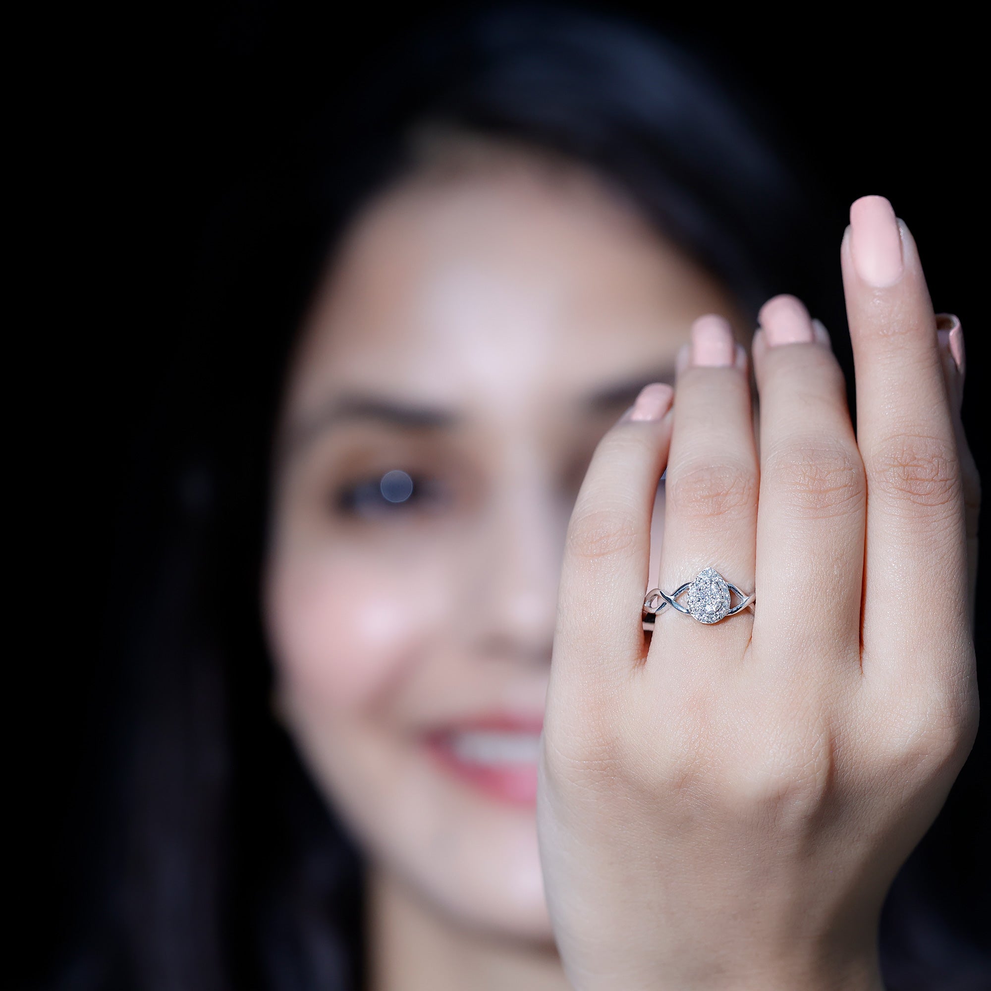 Rosec Jewels-Illusion Set Round Diamond Crossover Engagement Ring
