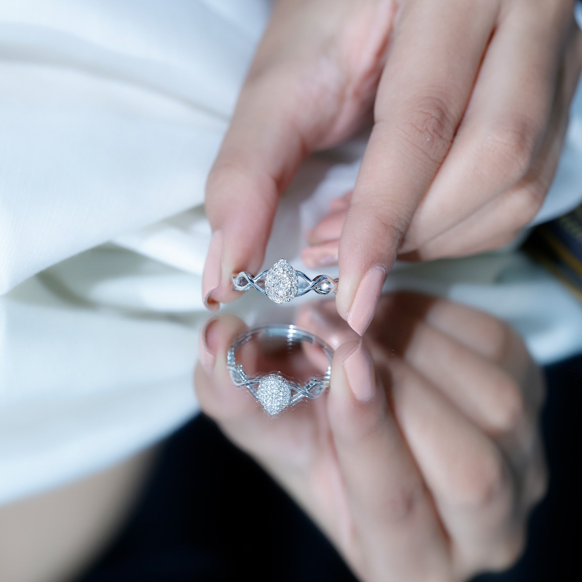 Rosec Jewels-Illusion Set Round Diamond Crossover Engagement Ring