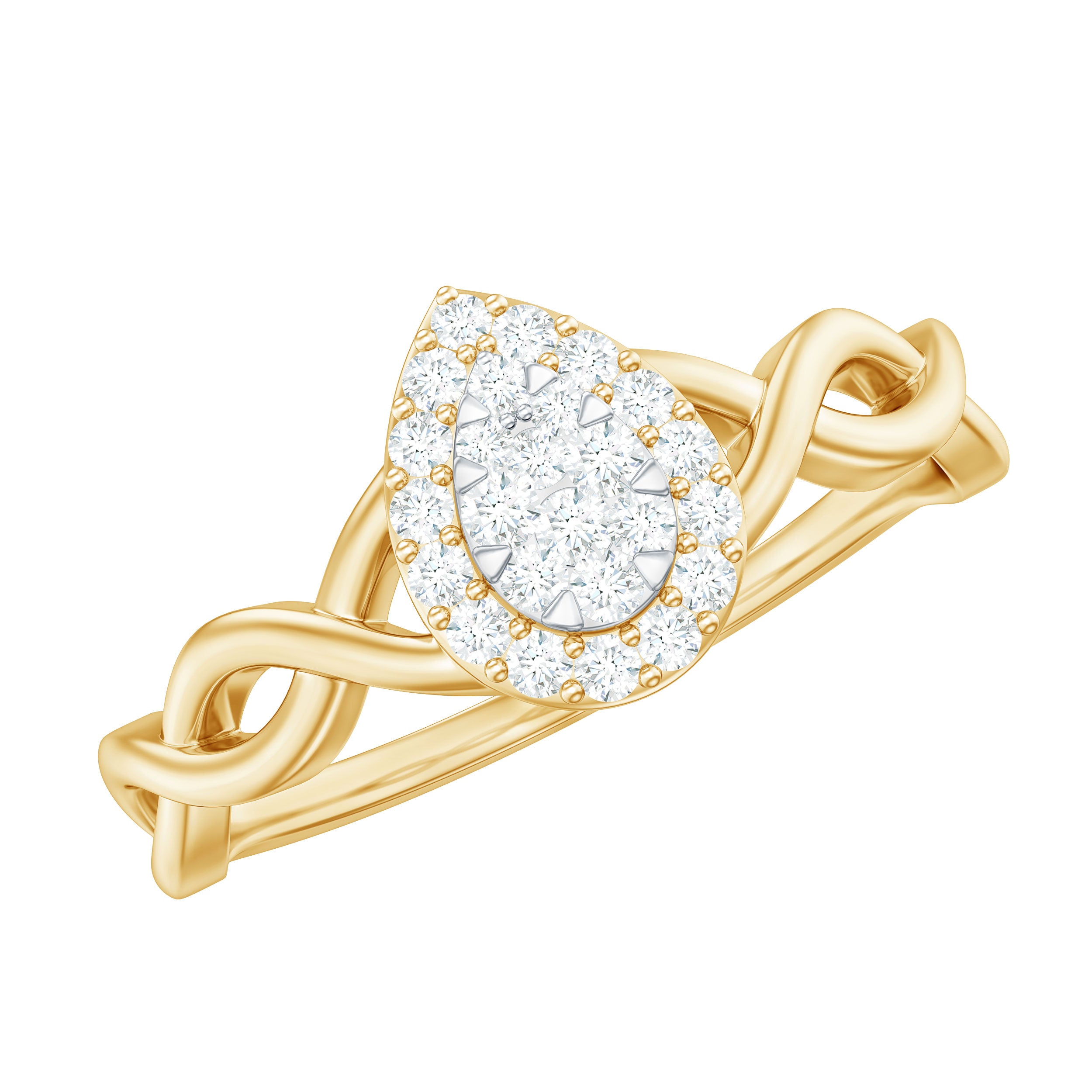 Rosec Jewels-Illusion Set Round Diamond Crossover Engagement Ring