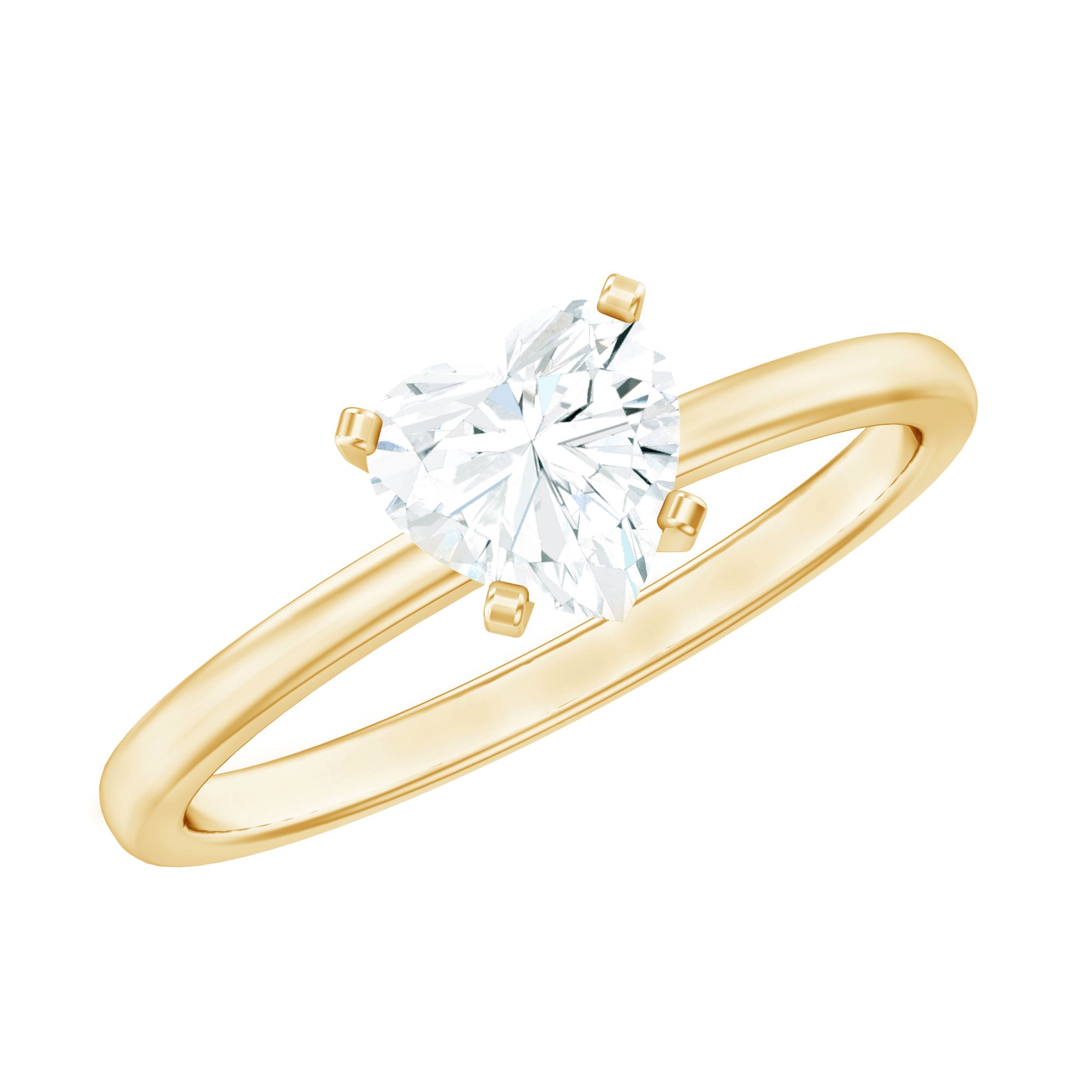 1 CT Heart Shape Certified Moissanite Engagement Ring D-VS1 - Rosec Jewels