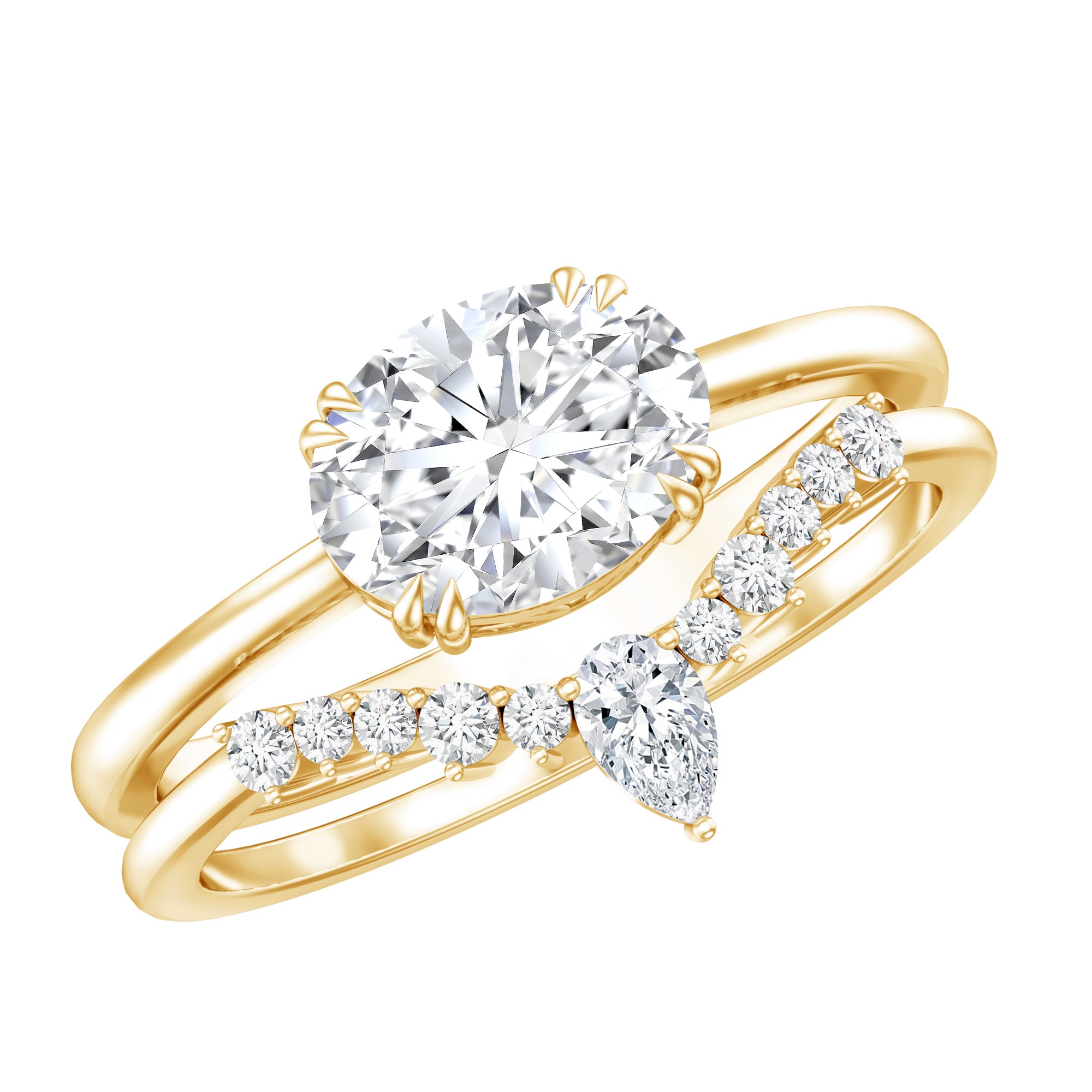 Certified 6X8 MM Oval Lab Grown Diamond Engagement Ring With Enhancer Lab - ( EF-VS ) - Rosec Jewels