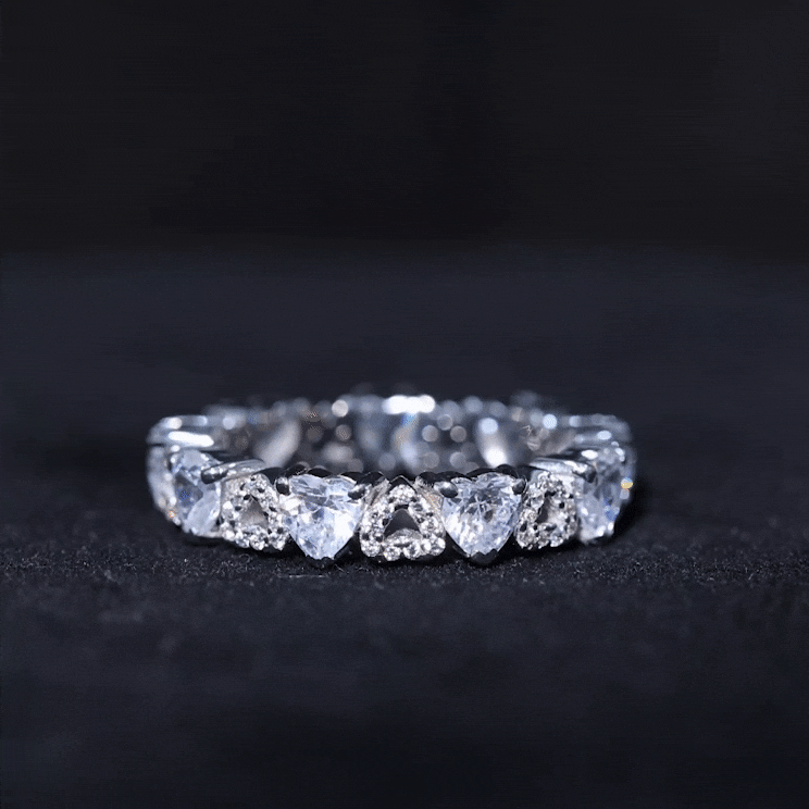 Certified Lab Grown Diamond Heart Wedding Band Lab - ( EF-VS ) - Rosec Jewels