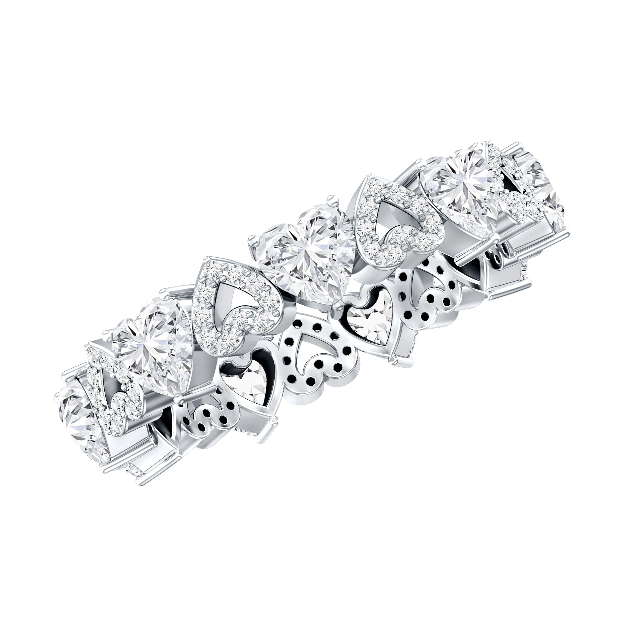 Certified Lab Grown Diamond Heart Wedding Band Lab - ( EF-VS ) - Rosec Jewels