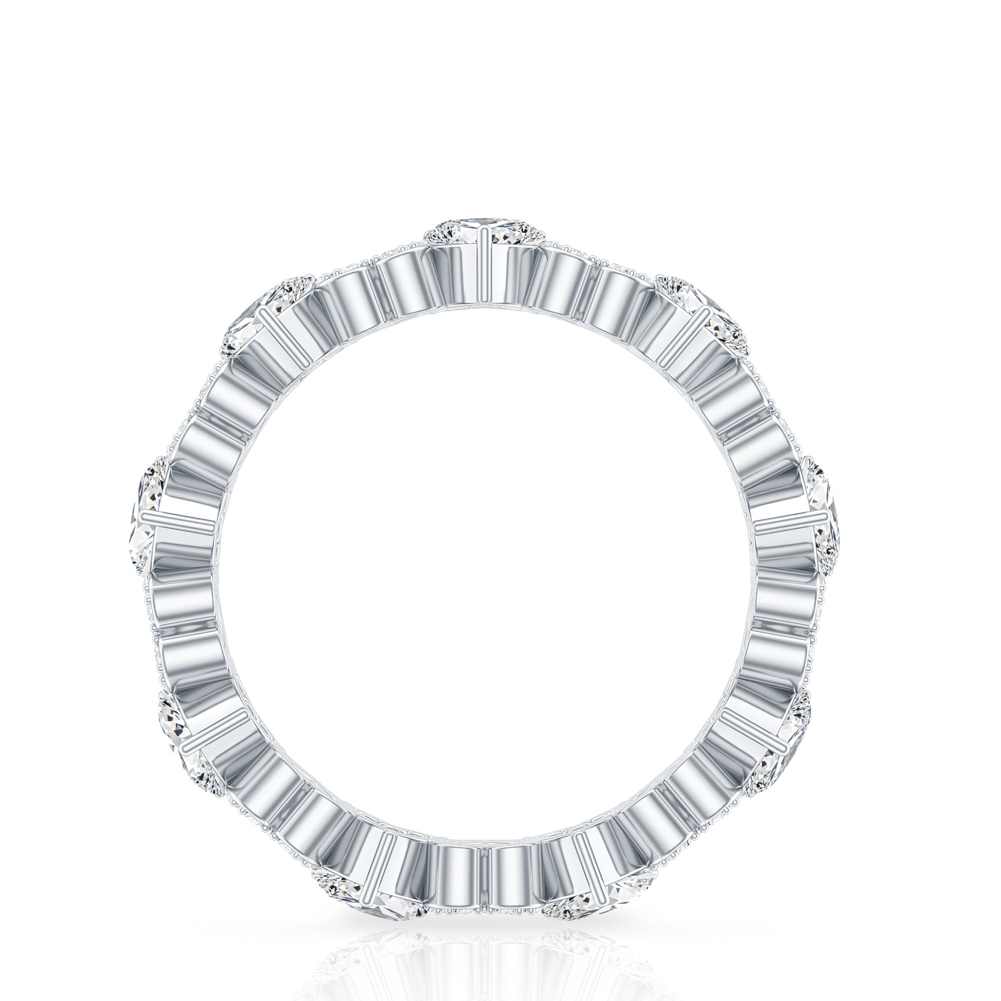 Certified Lab Grown Diamond Heart Wedding Band Lab - ( EF-VS ) - Rosec Jewels