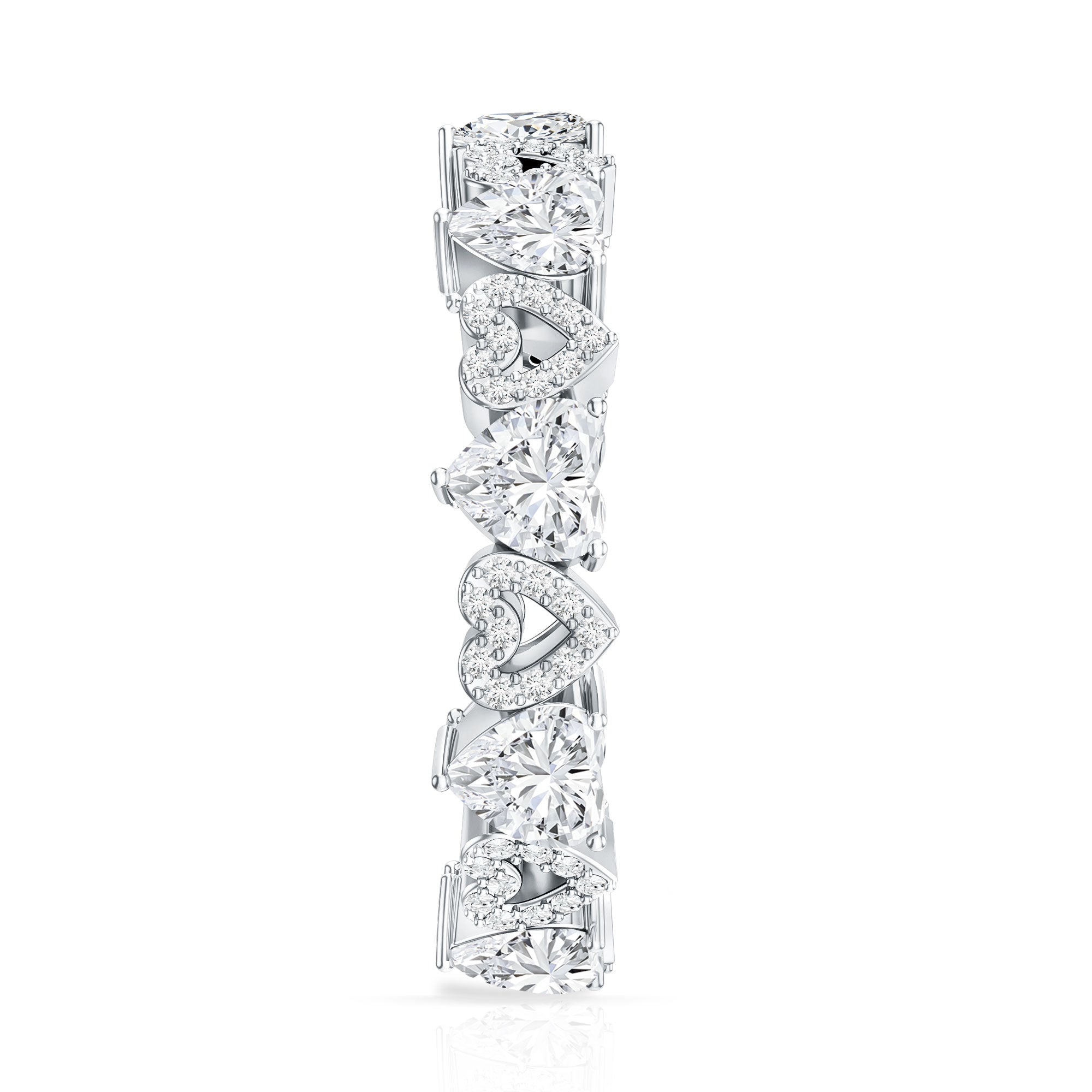 Certified Lab Grown Diamond Heart Wedding Band Lab - ( EF-VS ) - Rosec Jewels