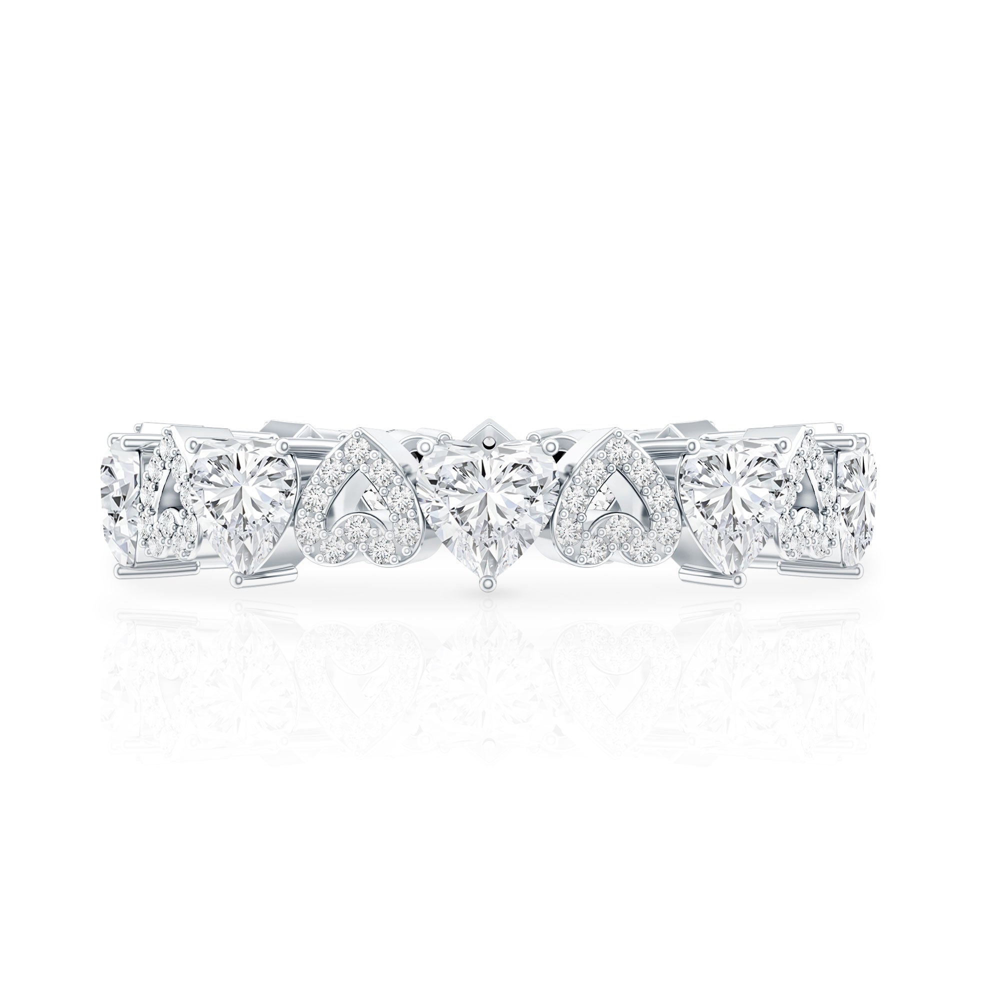 Certified Lab Grown Diamond Heart Wedding Band Lab - ( EF-VS ) - Rosec Jewels