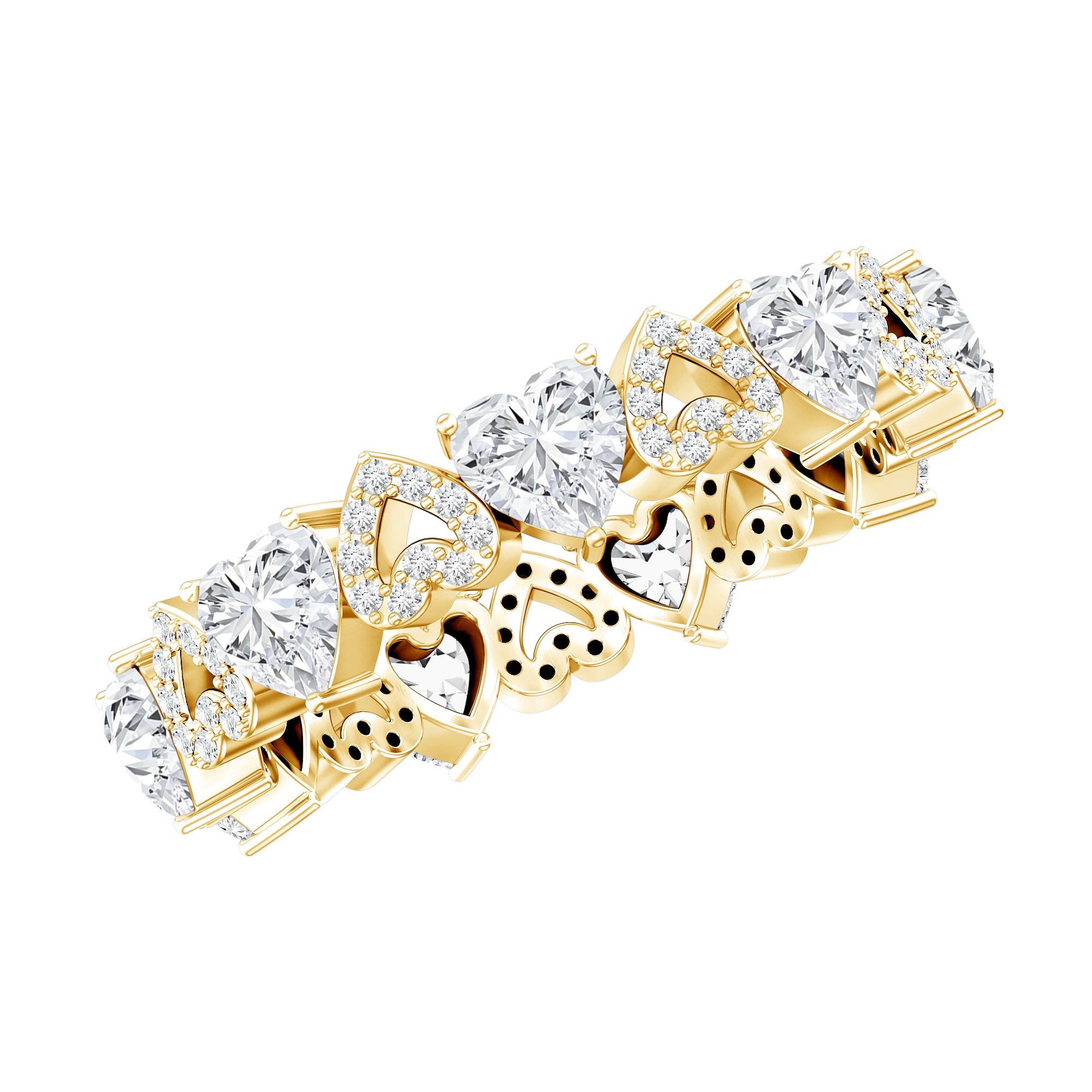 Certified Lab Grown Diamond Heart Wedding Band Lab - ( EF-VS ) - Rosec Jewels