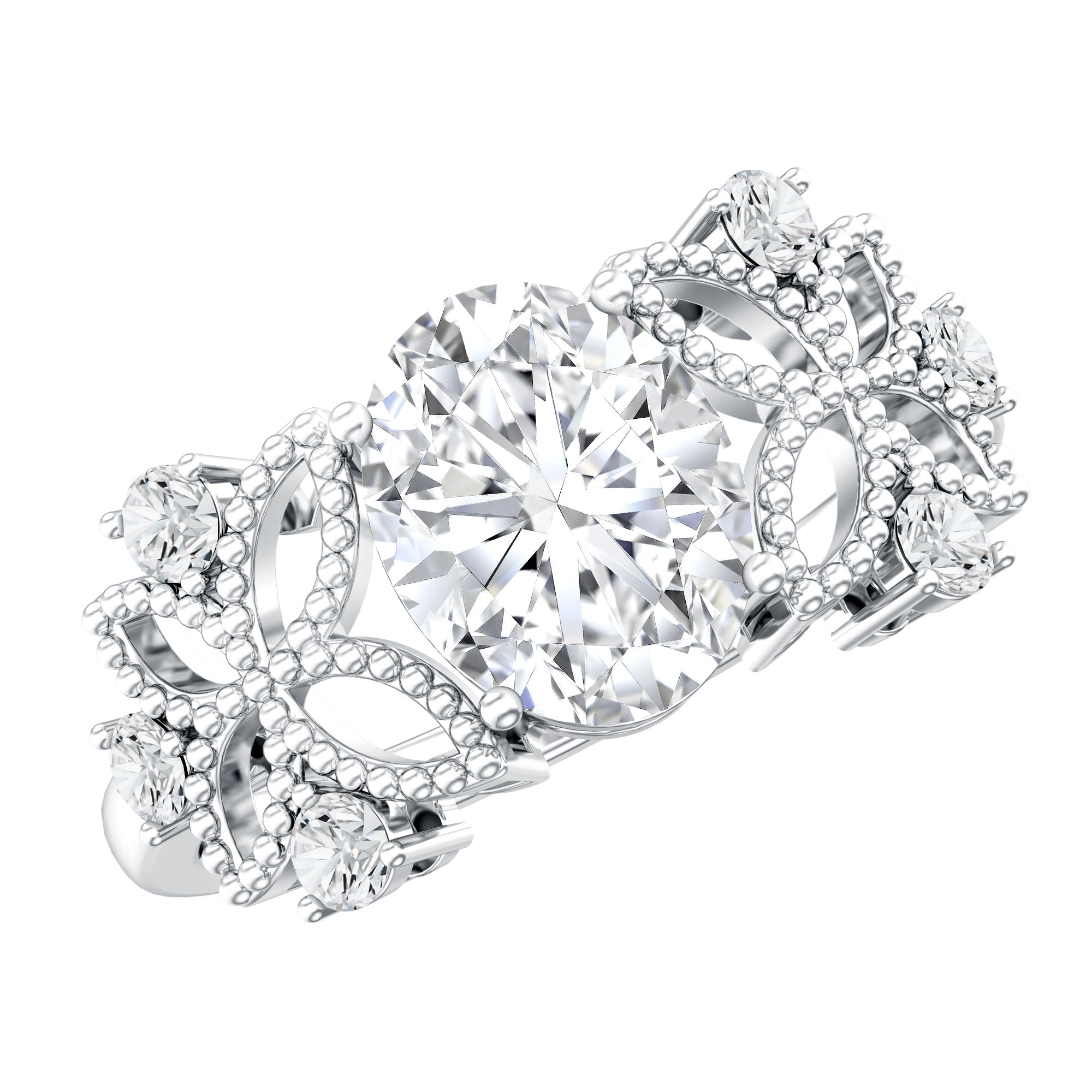 6X8mm Oval Lab Grown Diamond Flower Engagement Ring