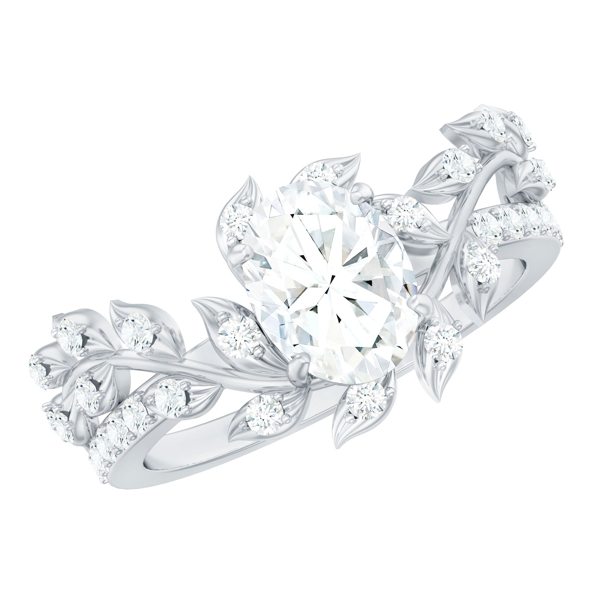 6X8MM Oval Lab Grown Diamond Petal Prong Engagement Ring