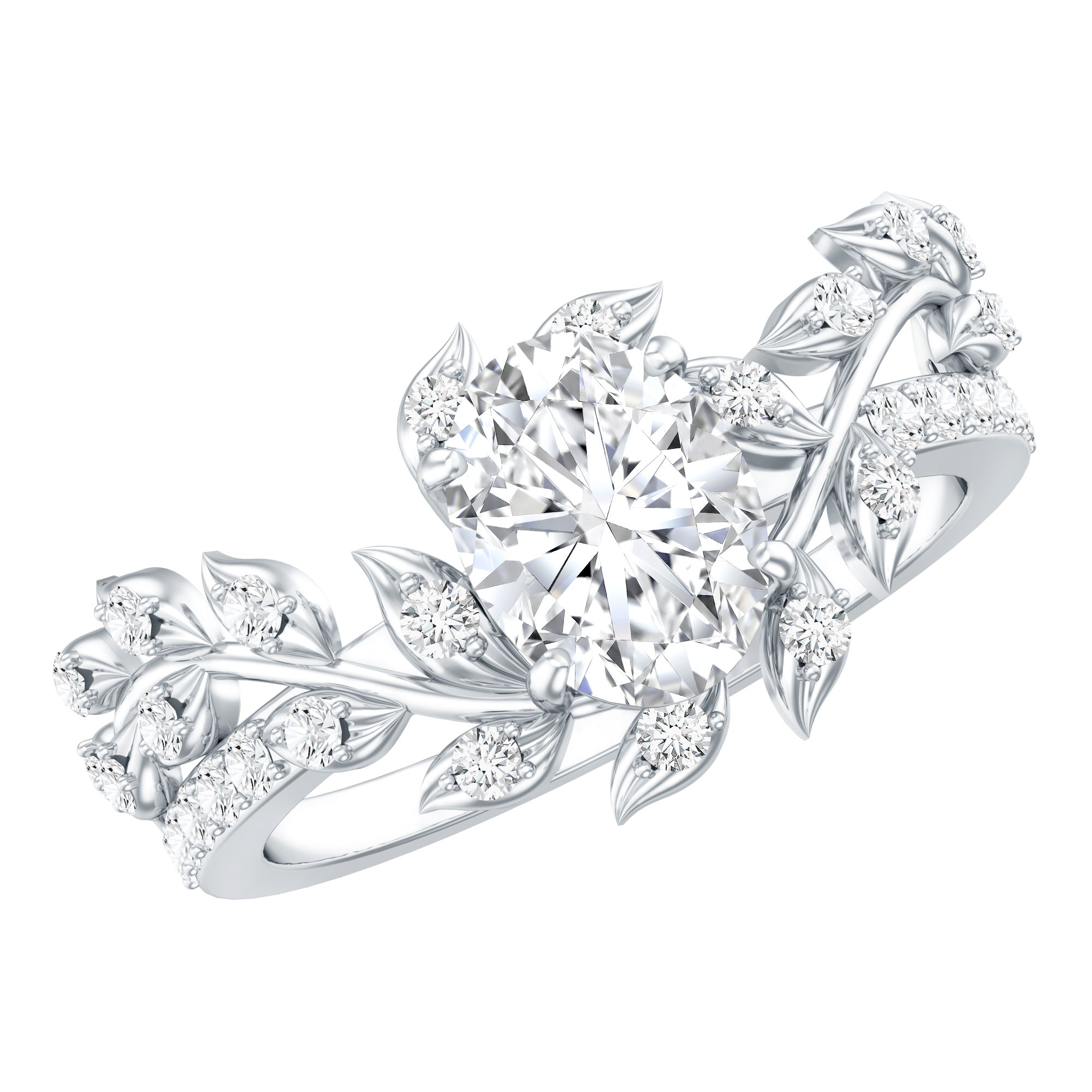 6X8MM Oval Lab Grown Diamond Petal Prong Engagement Ring Lab - ( EF-VS ) - Rosec Jewels