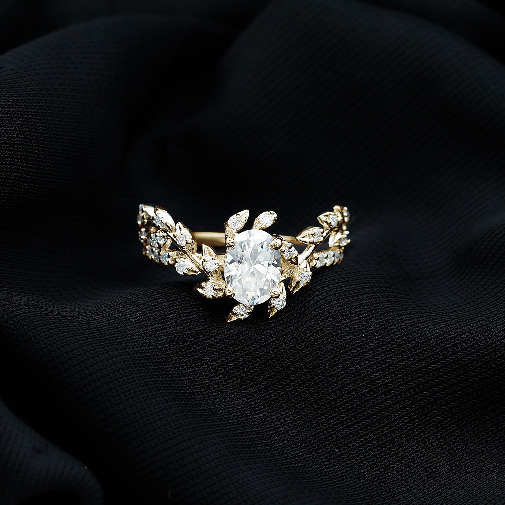 6X8MM Oval Lab Grown Diamond Petal Prong Engagement Ring Lab - ( EF-VS ) - Rosec Jewels