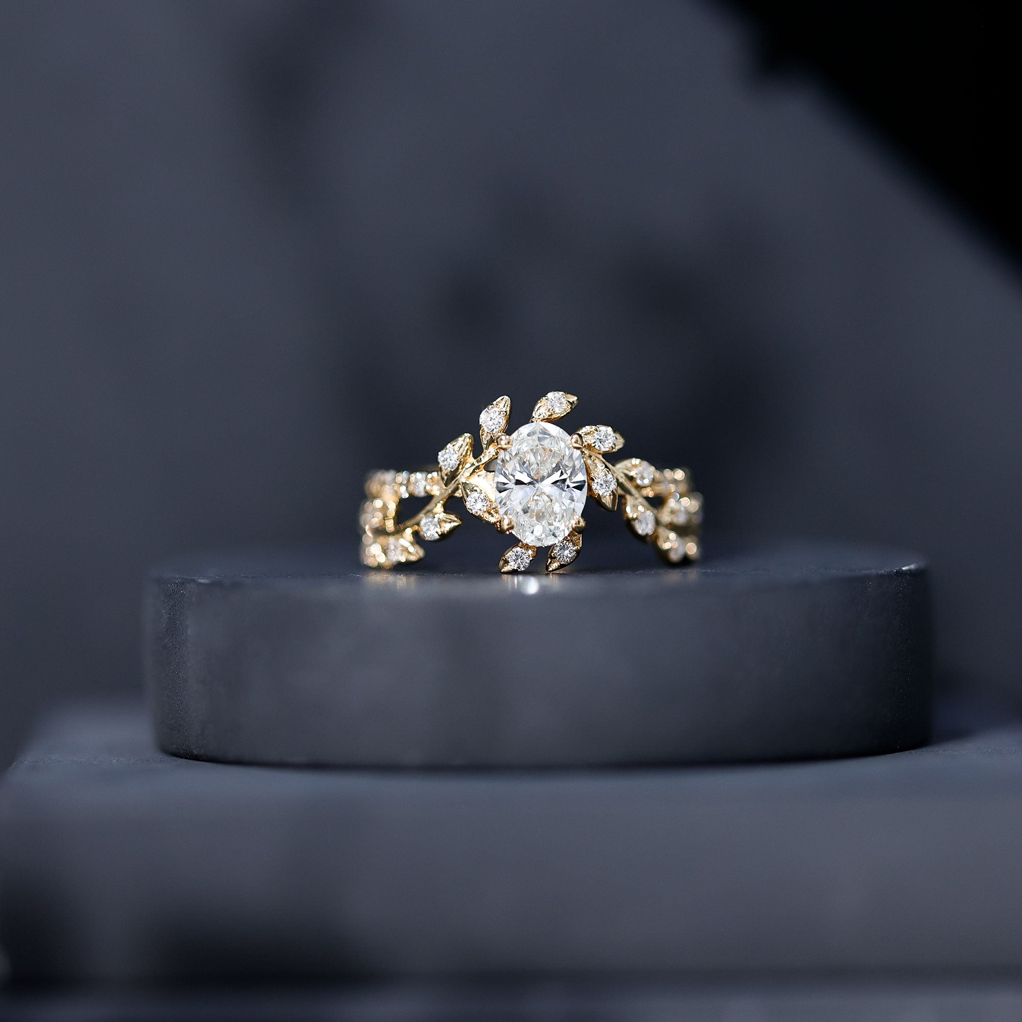 6X8MM Oval Lab Grown Diamond Petal Prong Engagement Ring Lab - ( EF-VS ) - Rosec Jewels