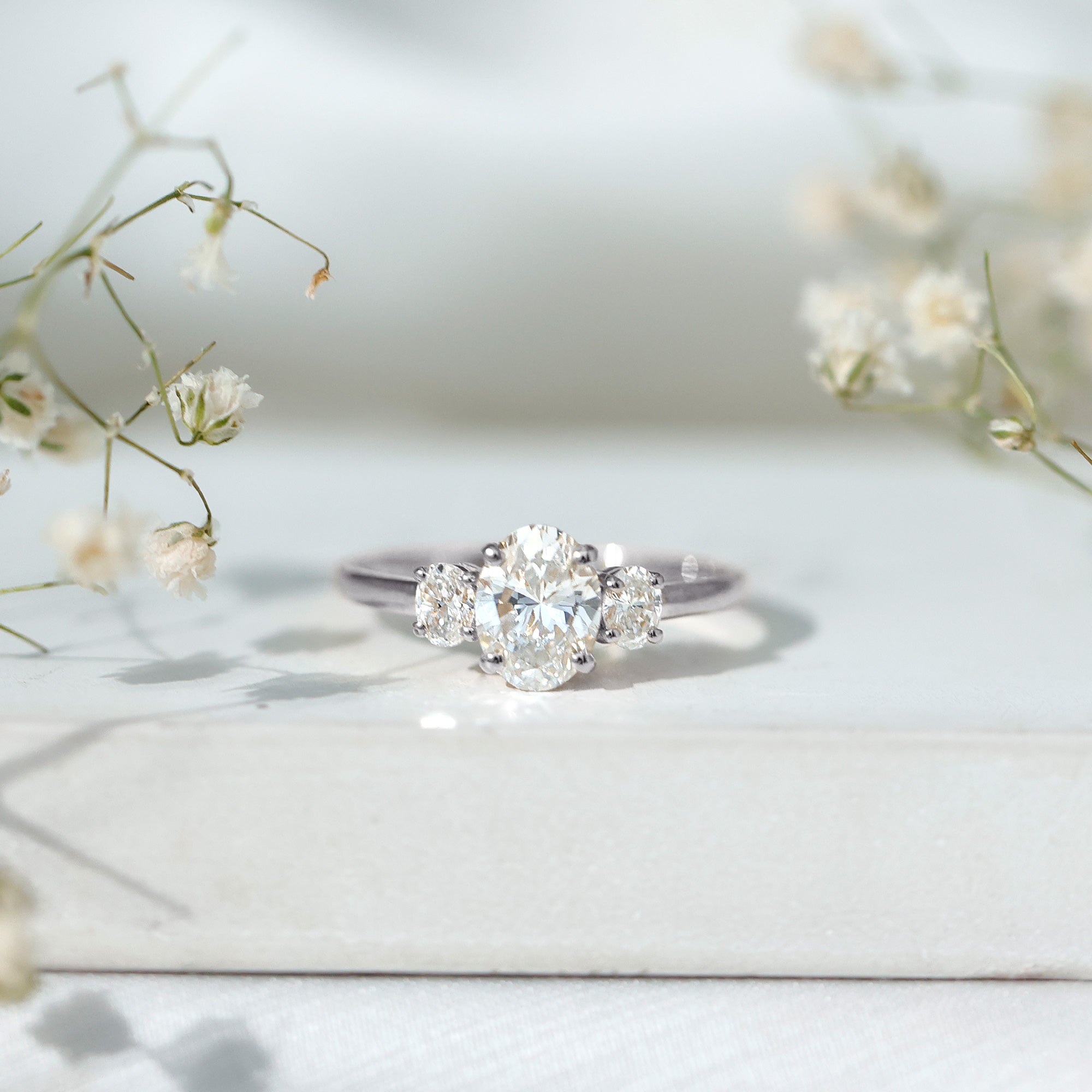 Rosec Jewels-Certified Lab Grown Diamond 3 Stone Engagement Ring For Women