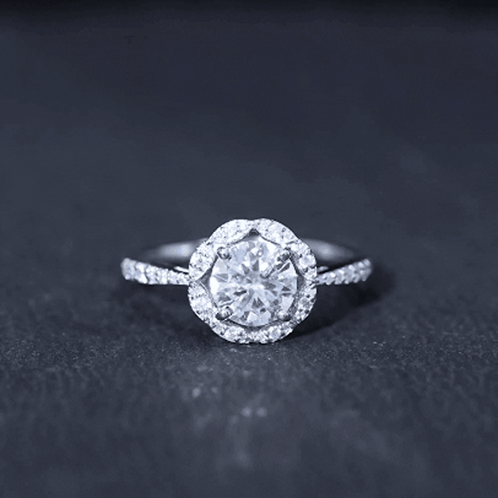 Certified 1.2 Carat Lab Grown Diamond Halo Engagement Ring Lab - ( EF-VS ) - Rosec Jewels