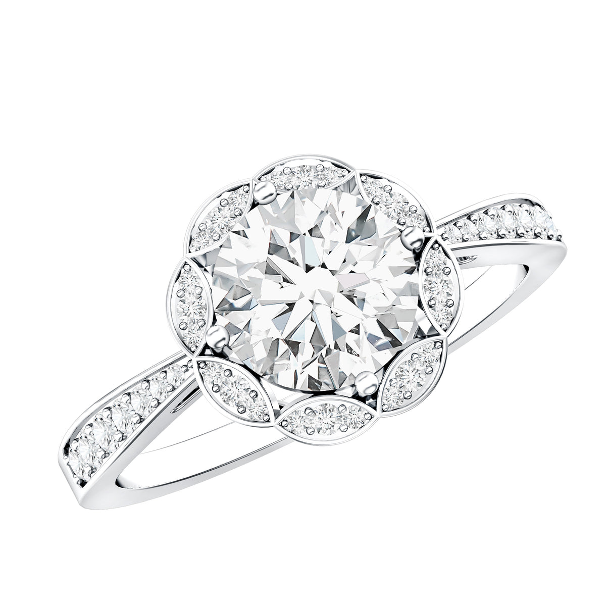 Certified 1.2 Carat Lab Grown Diamond Halo Engagement Ring