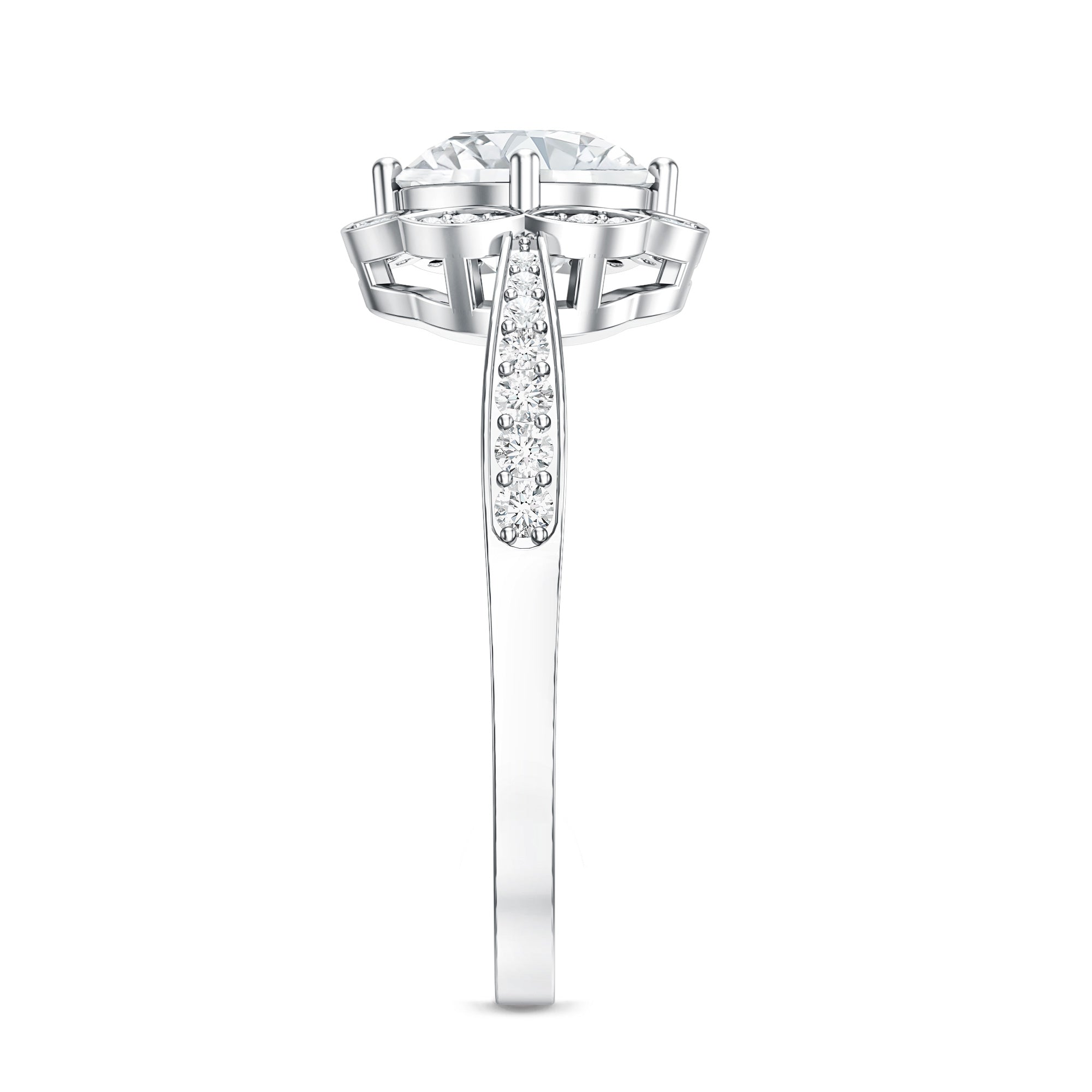 Certified 1.2 Carat Lab Grown Diamond Halo Engagement Ring Lab - ( EF-VS ) - Rosec Jewels