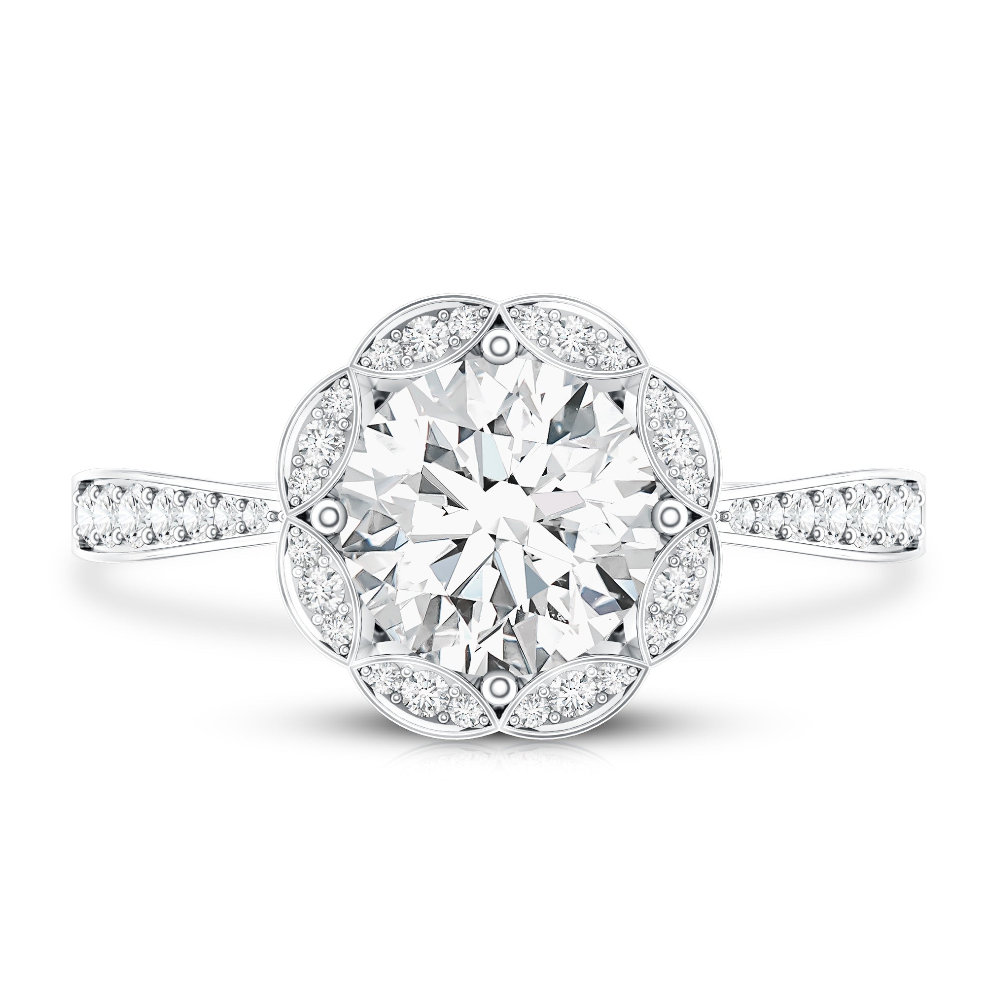 Certified 1.2 Carat Lab Grown Diamond Halo Engagement Ring Lab - ( EF-VS ) - Rosec Jewels