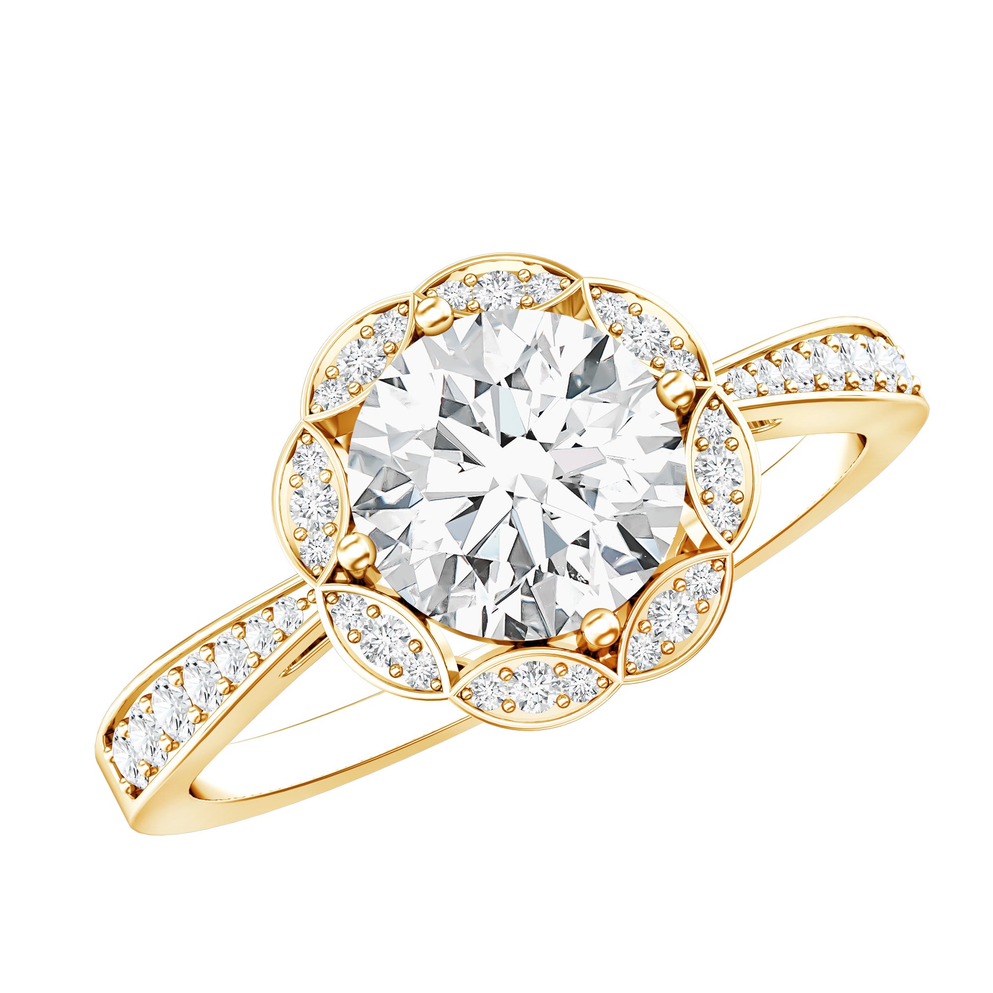 Certified 1.2 Carat Lab Grown Diamond Halo Engagement Ring Lab - ( EF-VS ) - Rosec Jewels