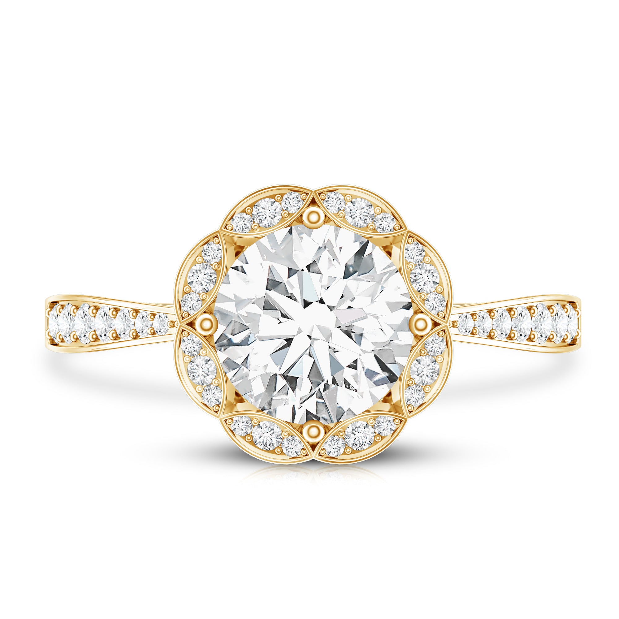 Certified 1.2 Carat Lab Grown Diamond Halo Engagement Ring Lab - ( EF-VS ) - Rosec Jewels