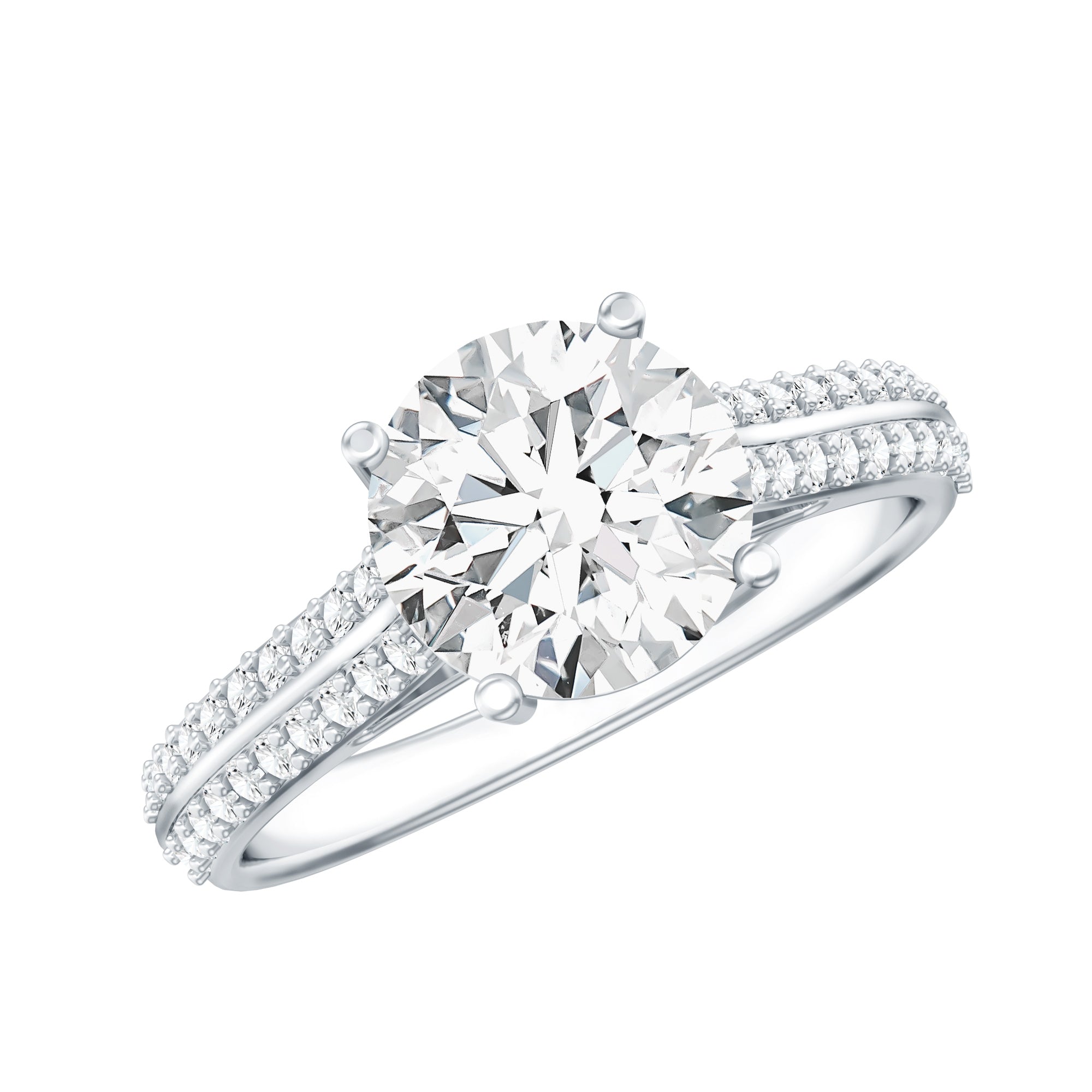 Certified Lab Grown Diamond 8 MM Simple Engagement Ring With Side Stones