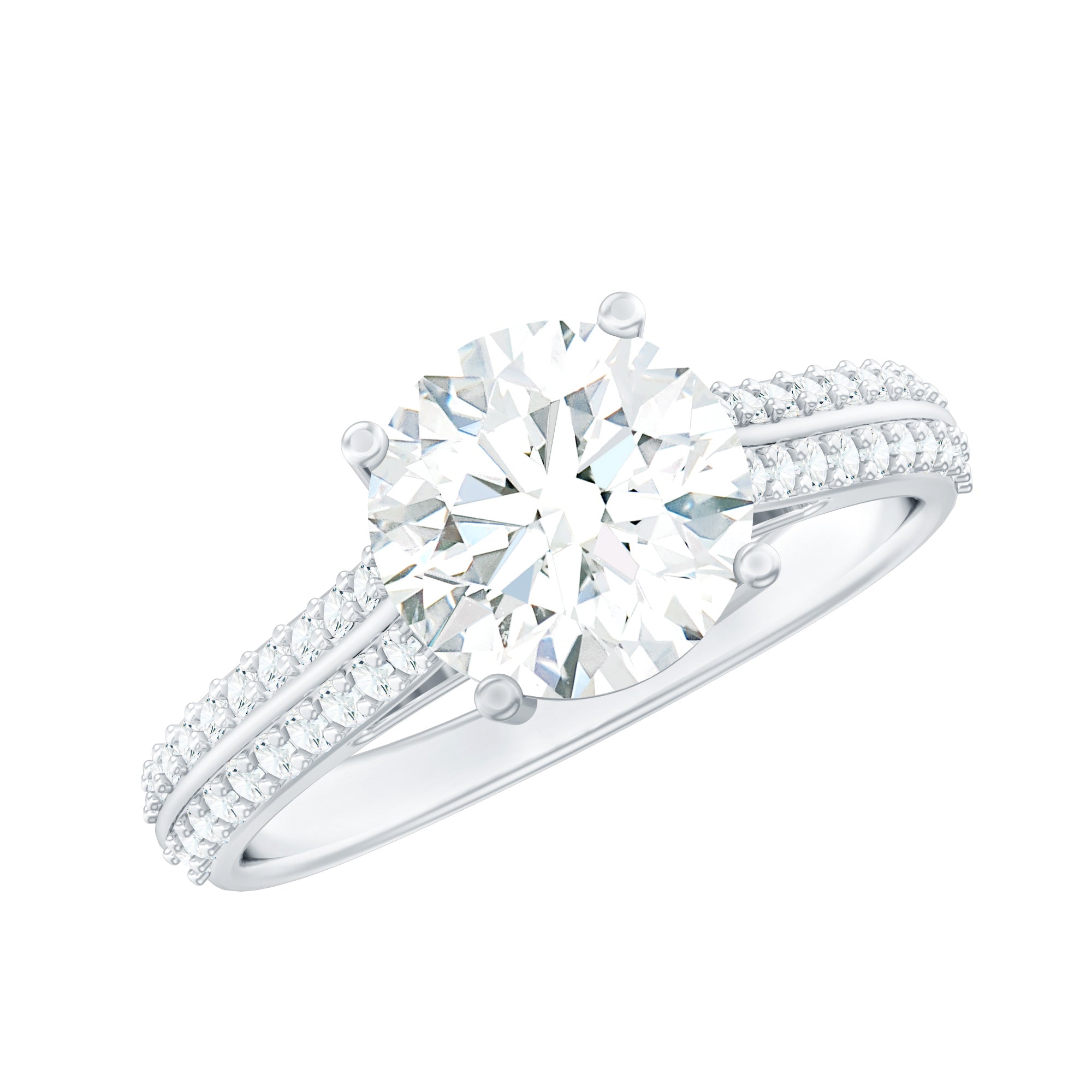 Certified Lab Grown Diamond 8 MM Simple Engagement Ring With Side Stones