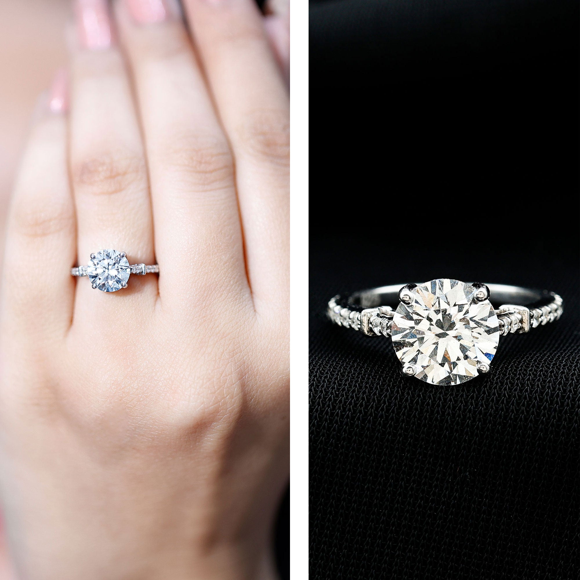 Certified 2 Carat Lab Grown Diamond Simple Engagement Ring Lab - ( EF-VS ) - Rosec Jewels