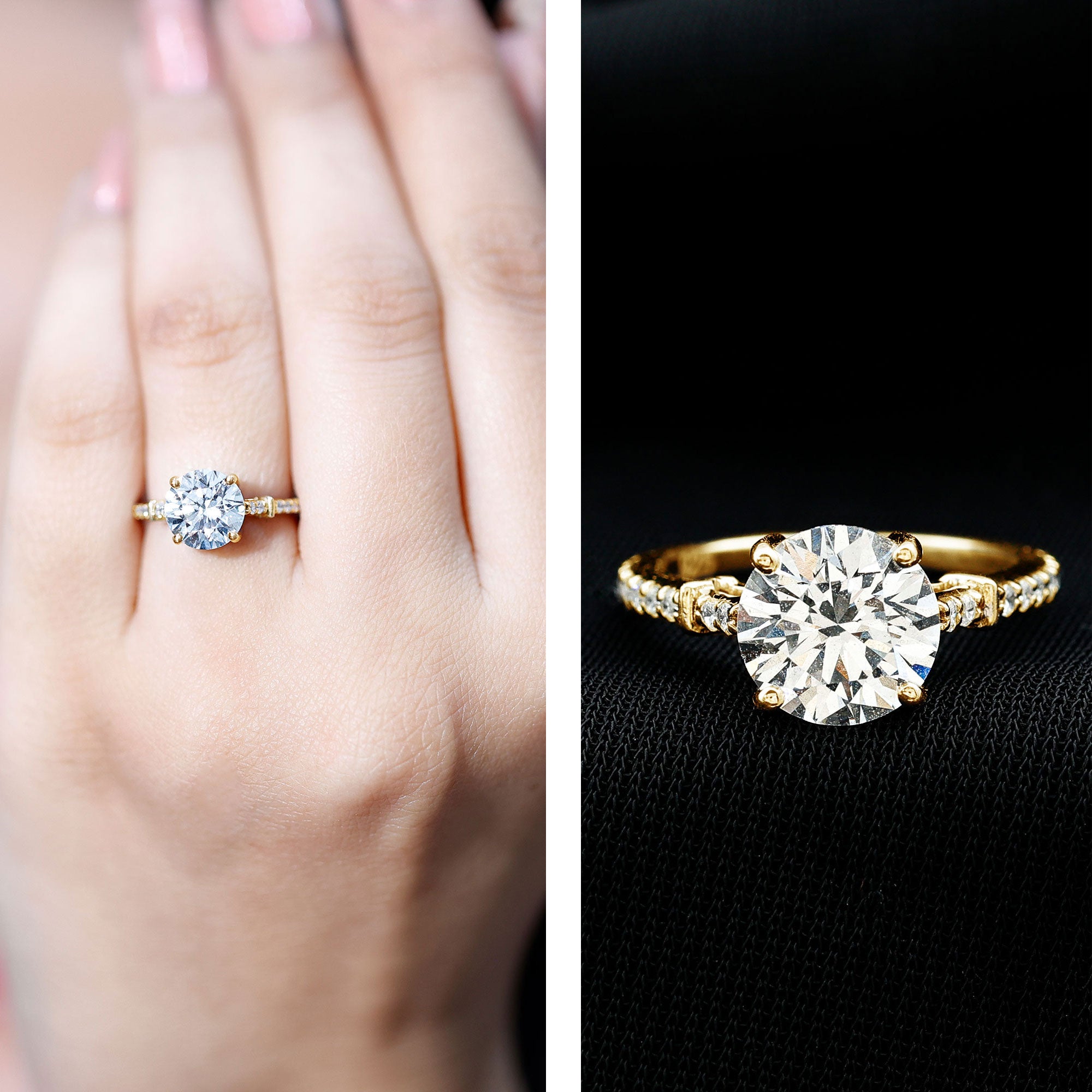 Certified 2 Carat Lab Grown Diamond Simple Engagement Ring Lab - ( EF-VS ) - Rosec Jewels