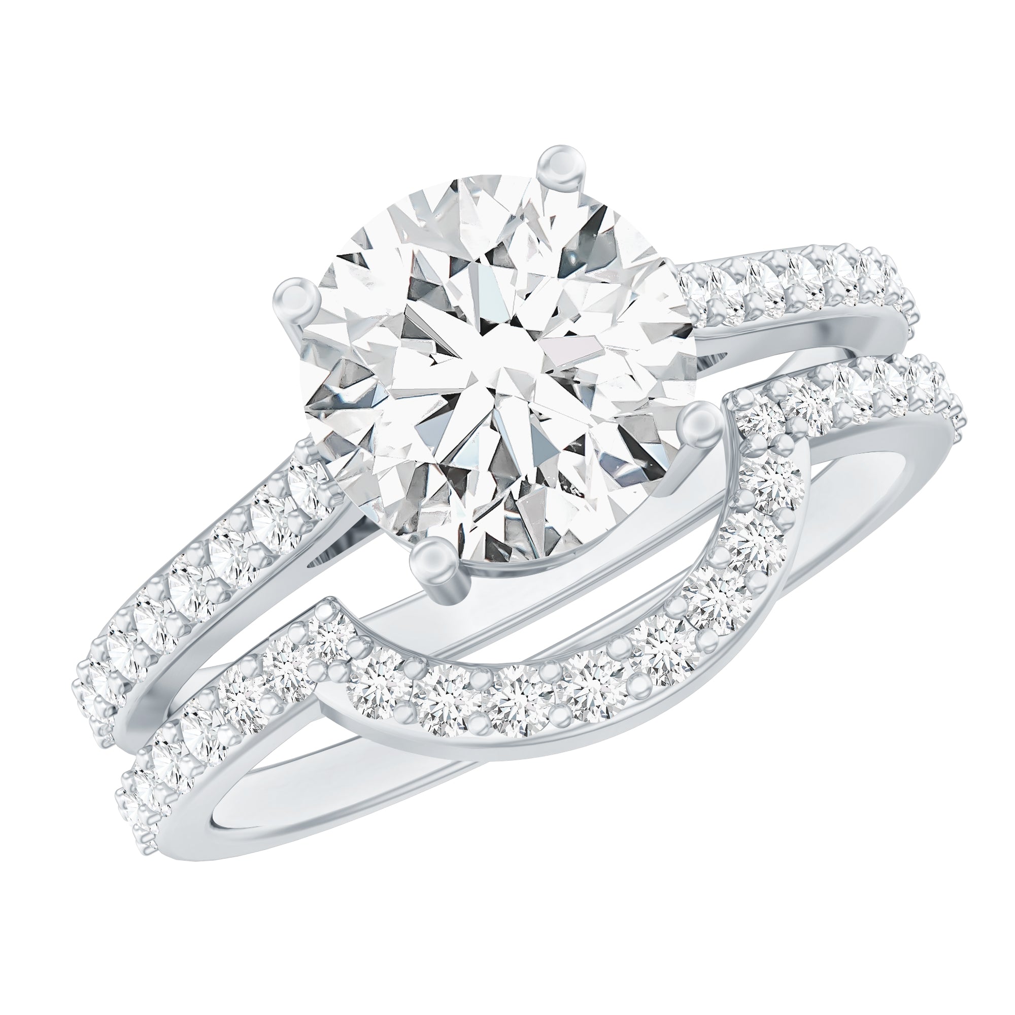 Rosec Jewels-Lab Grown Diamond 8 MM Round Engagement Ring With Ring Guard