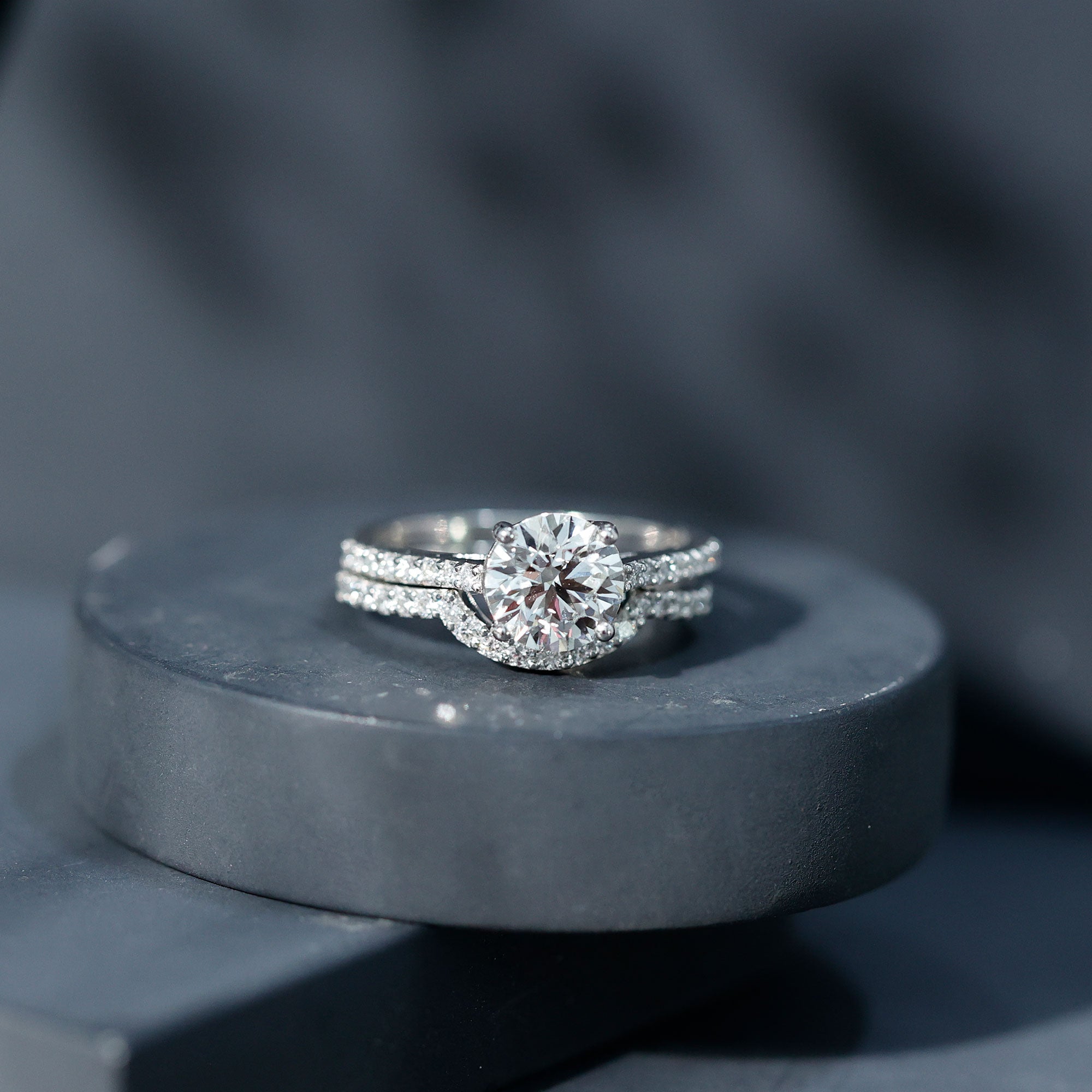 Rosec Jewels-Lab Grown Diamond 8 MM Round Engagement Ring With Ring Guard