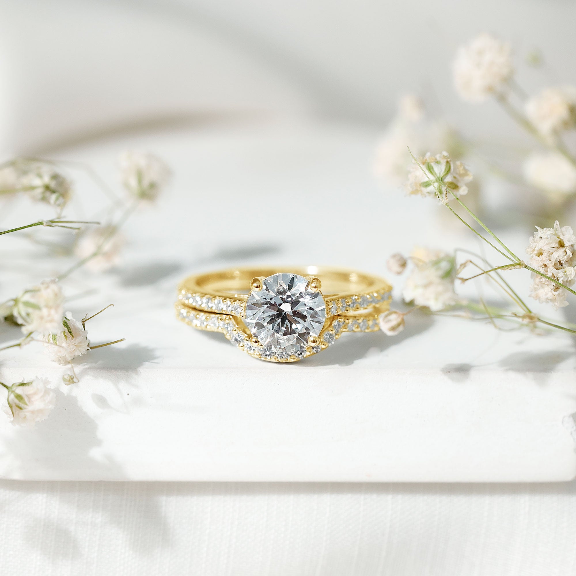 Rosec Jewels-Lab Grown Diamond 8 MM Round Engagement Ring With Ring Guard