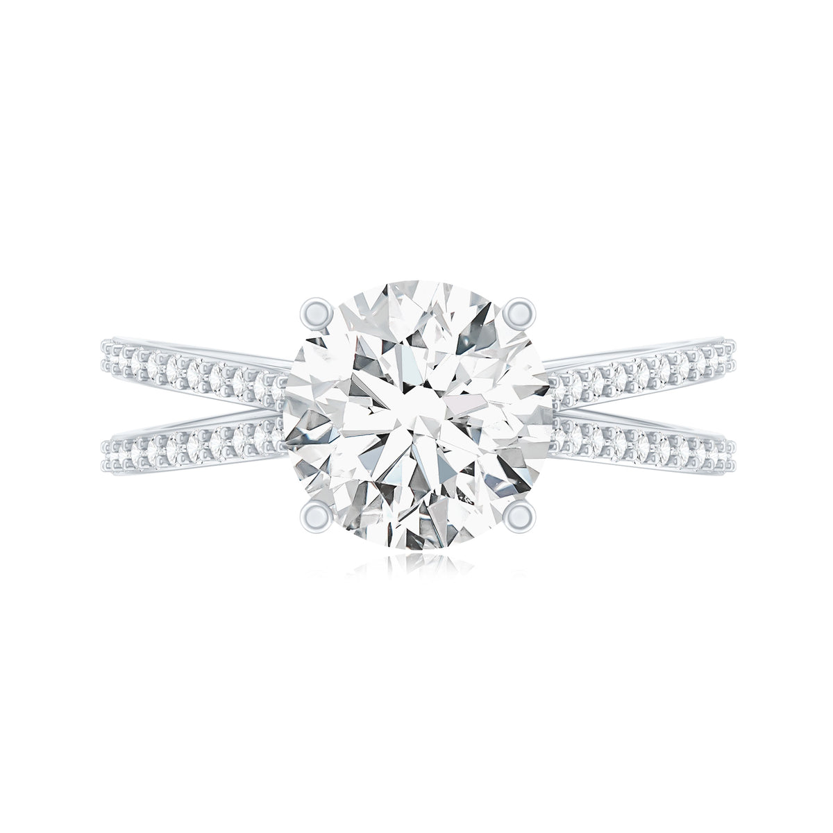 IGI Certified 2 Carat Lab Grown Diamond Split Shank Engagement Ring Lab - ( E-VS1 ) - Rosec Jewels