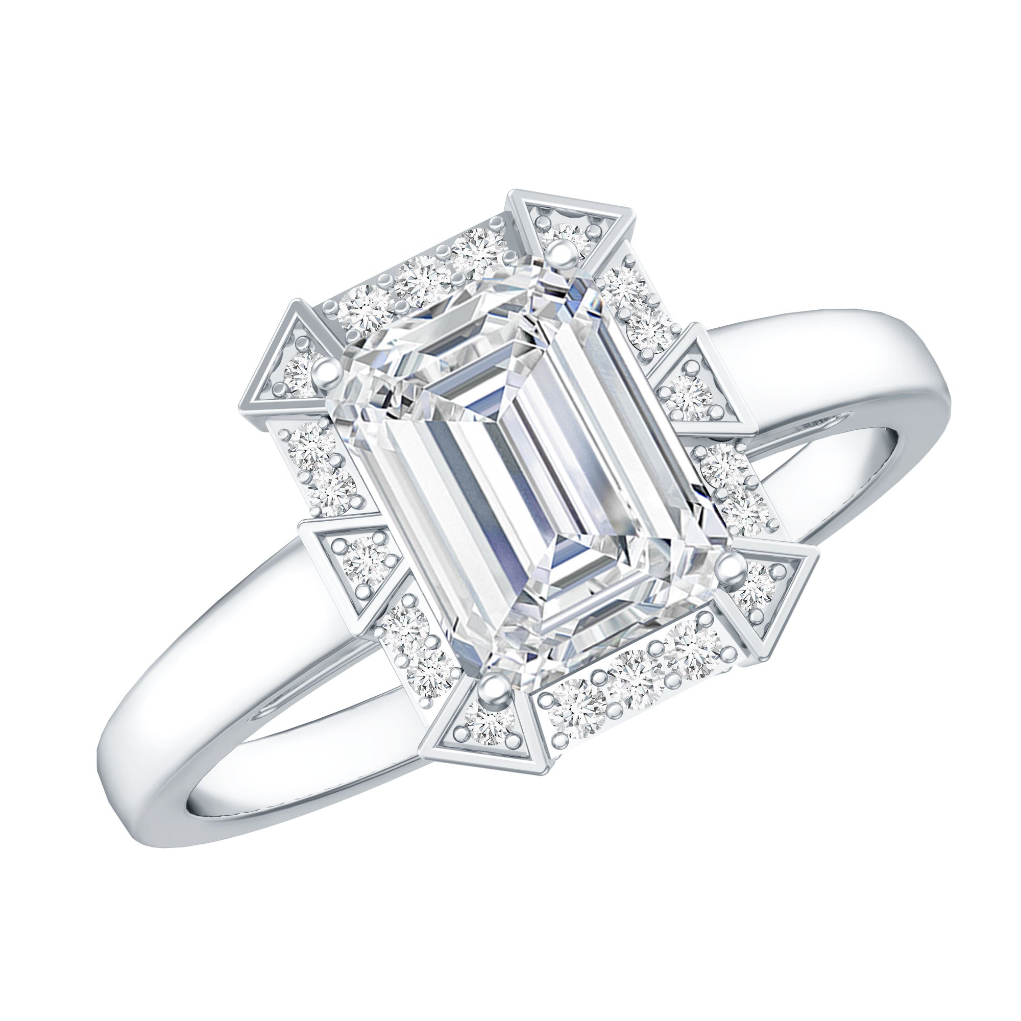 Certified 1 Carat Lab Grown Diamond Emerald Cut Engagement Ring