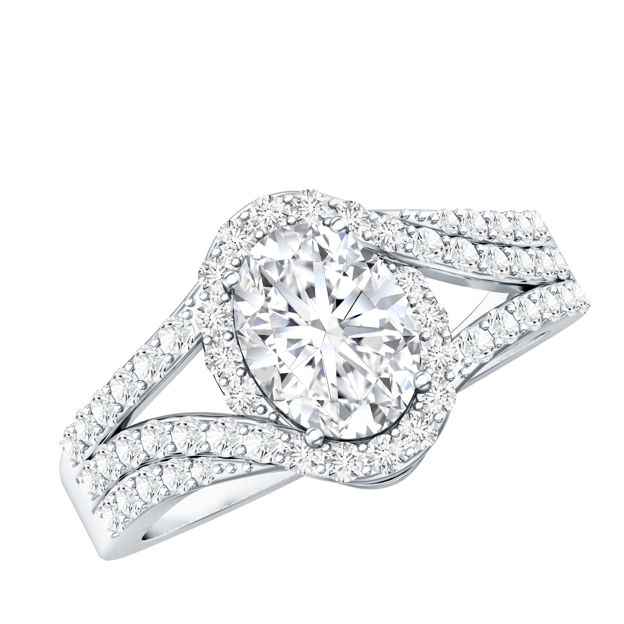 Certified 6X8 MM Oval Lab Grown Diamond Split Shank Engagement Ring Lab - ( EF-VS ) - Rosec Jewels