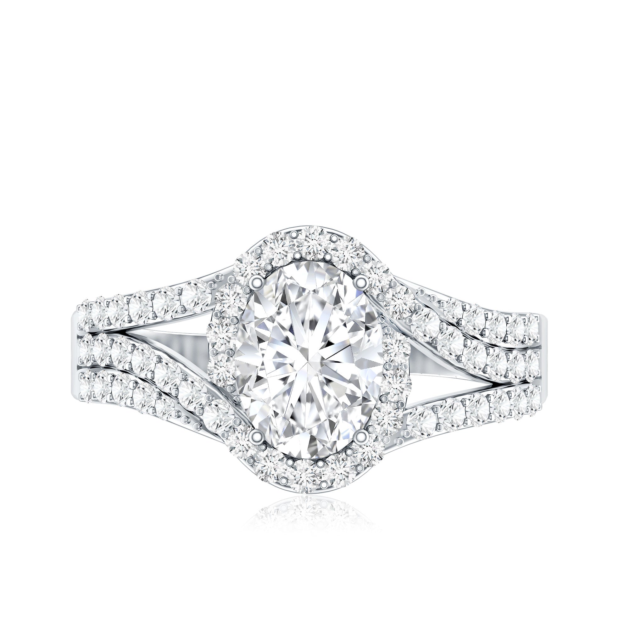 Certified 6X8 MM Oval Lab Grown Diamond Split Shank Engagement Ring Lab - ( EF-VS ) - Rosec Jewels